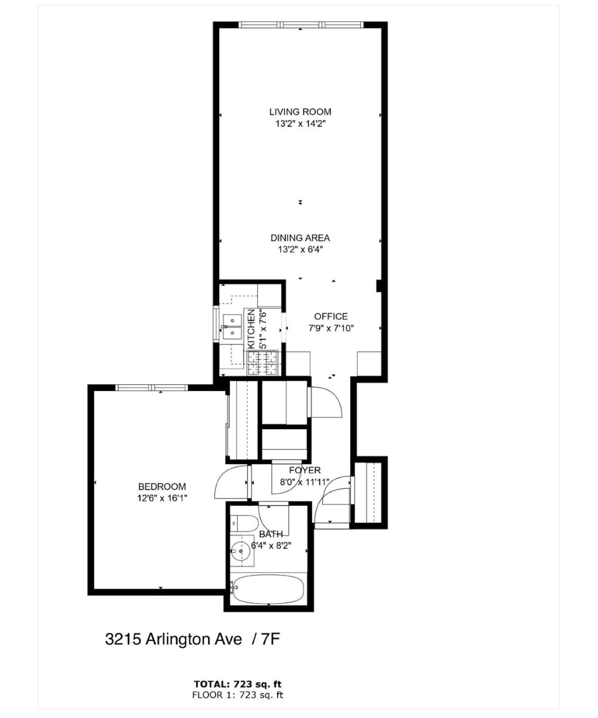 Floorplan for 3215 Arlington Avenue, 7F