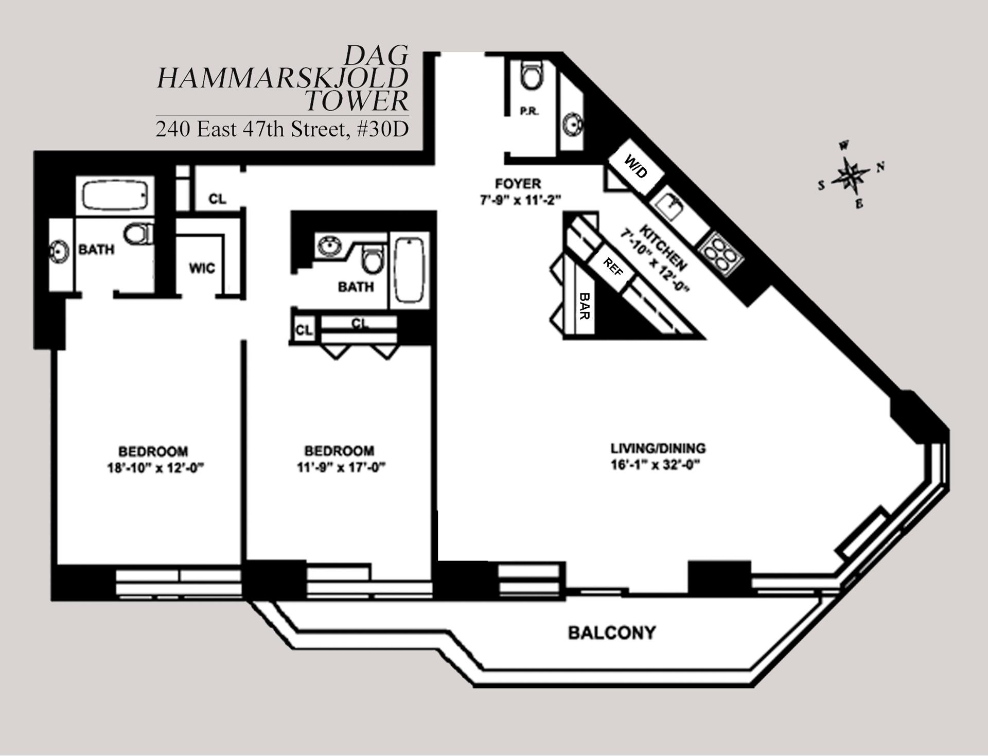 Floorplan for 240 East 47th Street, 30D