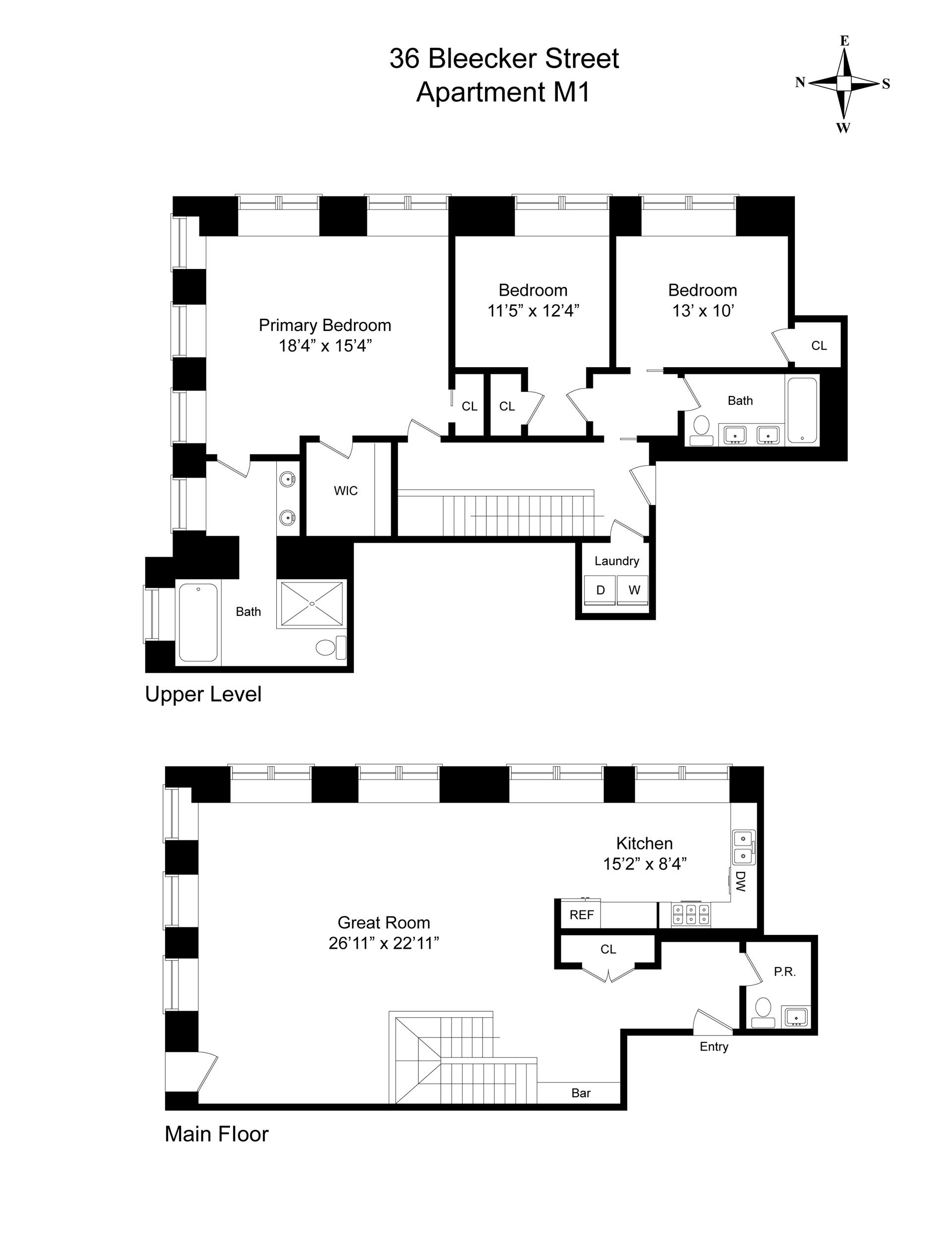 Floorplan for 36 Bleecker Street, M1