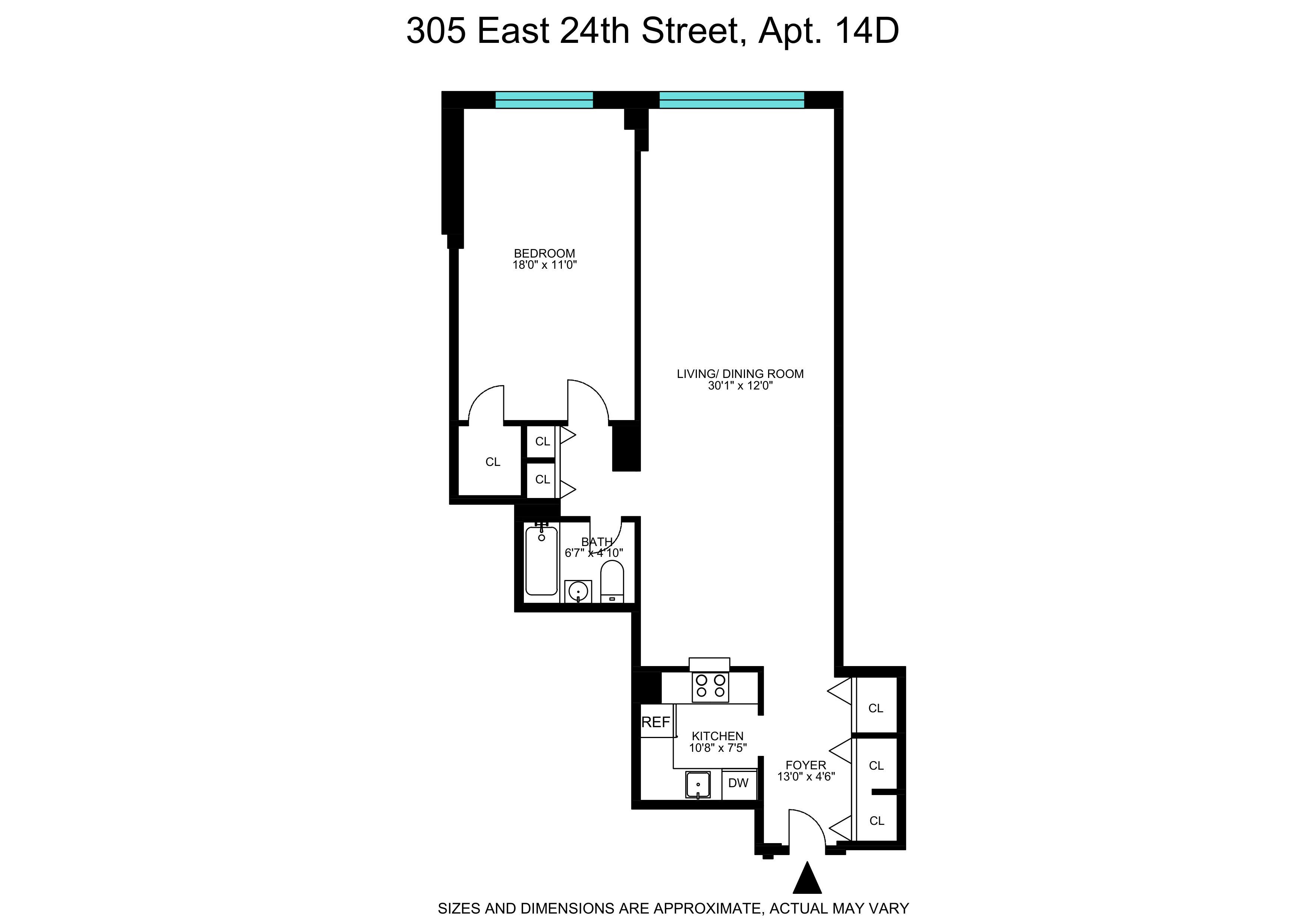 Floorplan for 305 East 24th Street, 14-D