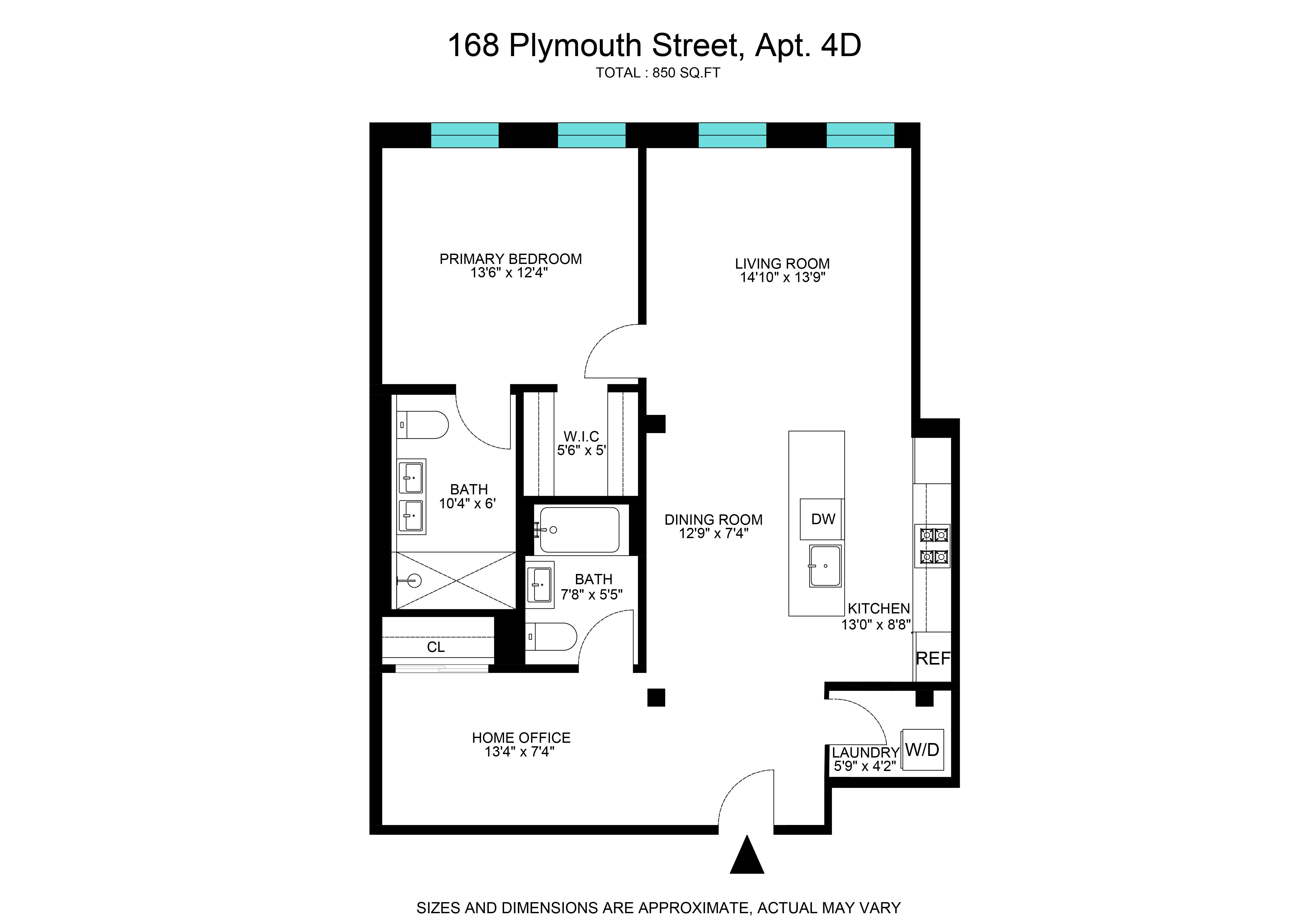 Floorplan for 168 Plymouth Street, 4-D
