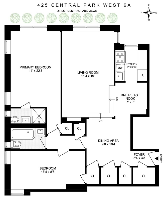 Floorplan for 425 Central Park, 6A