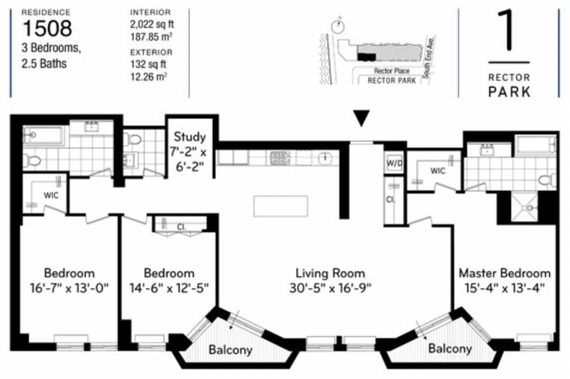 Floorplan for 333 Rector Place, 1508