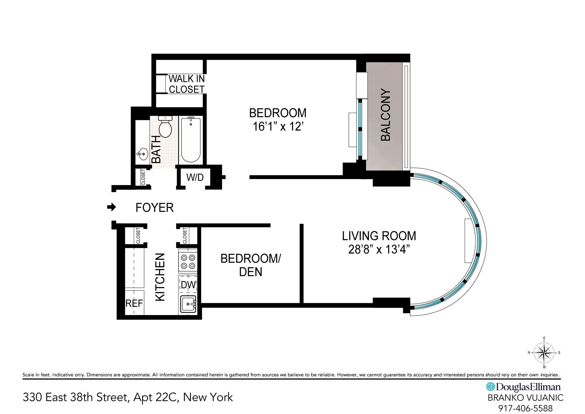 Floorplan for 330 East 38th Street, 22C