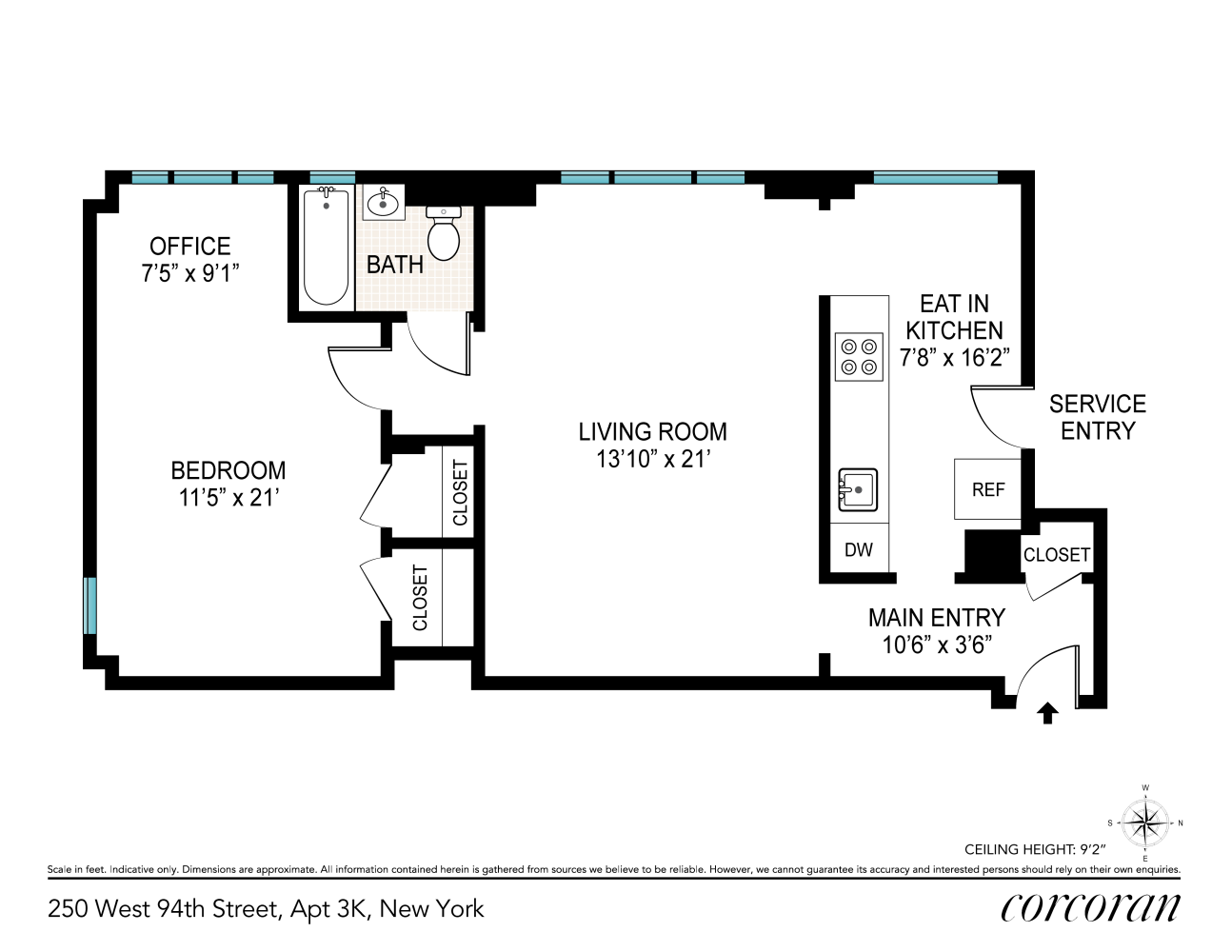 Floorplan for 250 West 94th Street, 3K