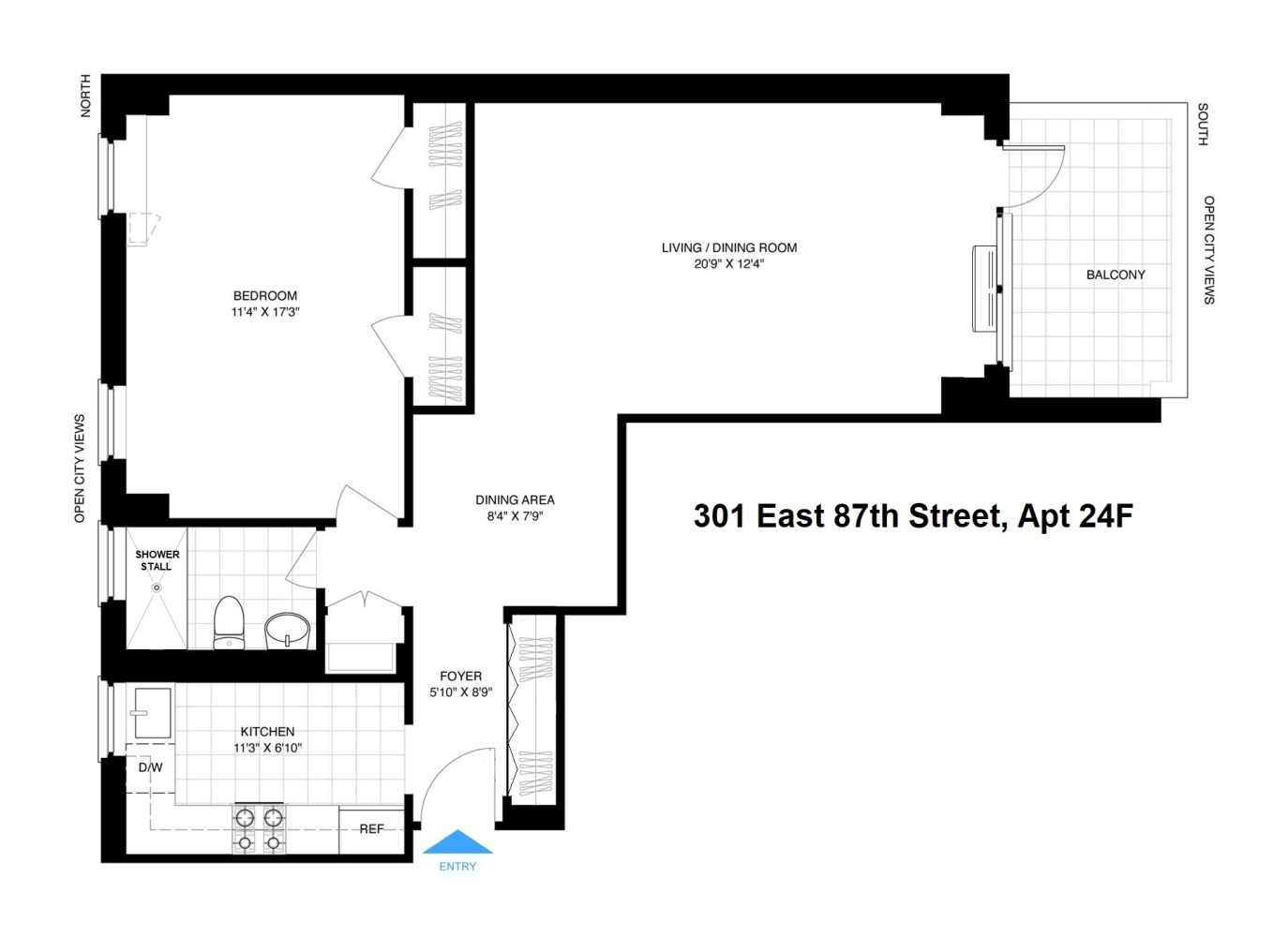 Floorplan for 301 East 87th Street, 24F