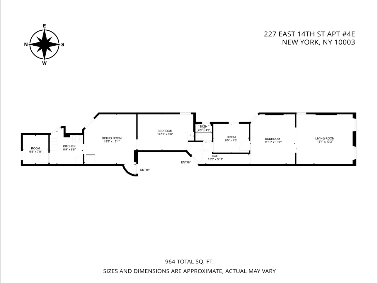 Floorplan for 227 East 14th Street, 4E