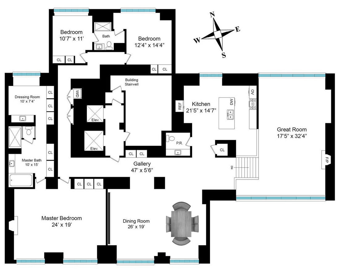 Floorplan for 50 Gramercy Park, 15AB