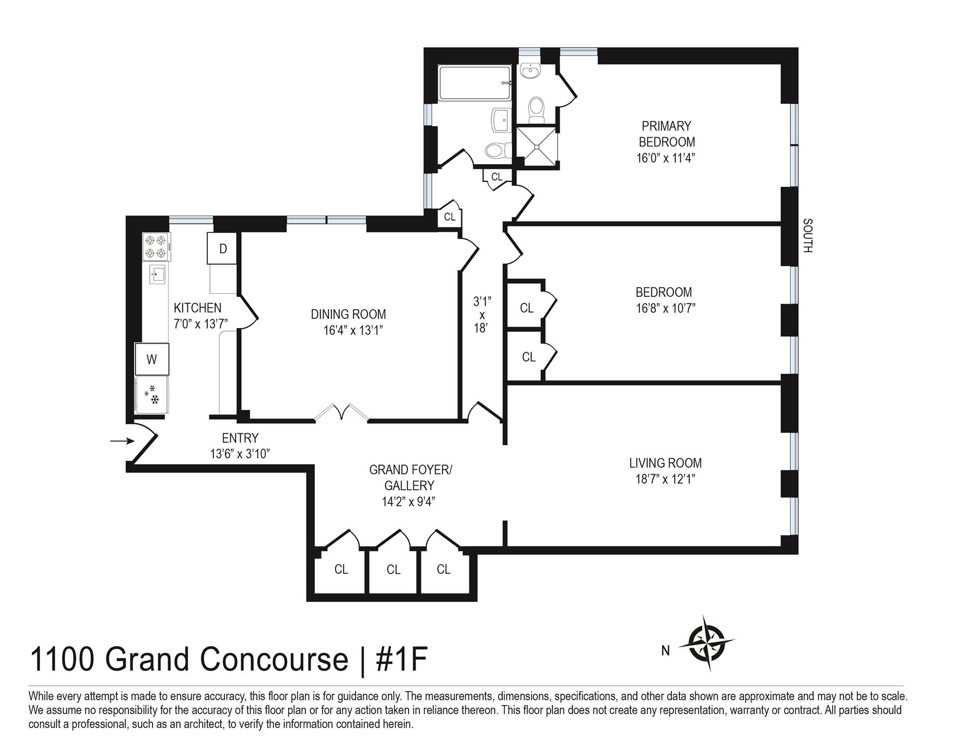 Floorplan for 1100 Grand Concourse, 1F