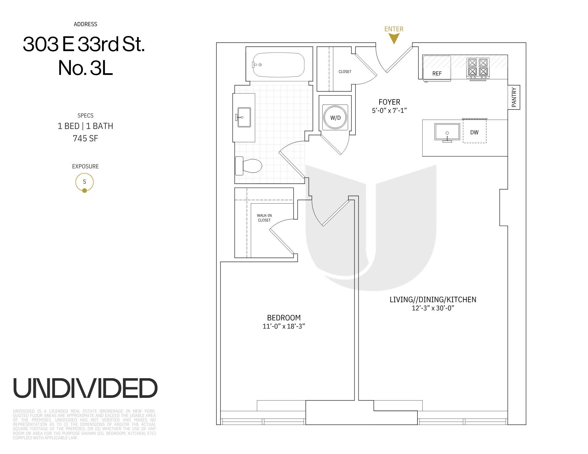 Floorplan for 303 East 33rd Street, 3-L