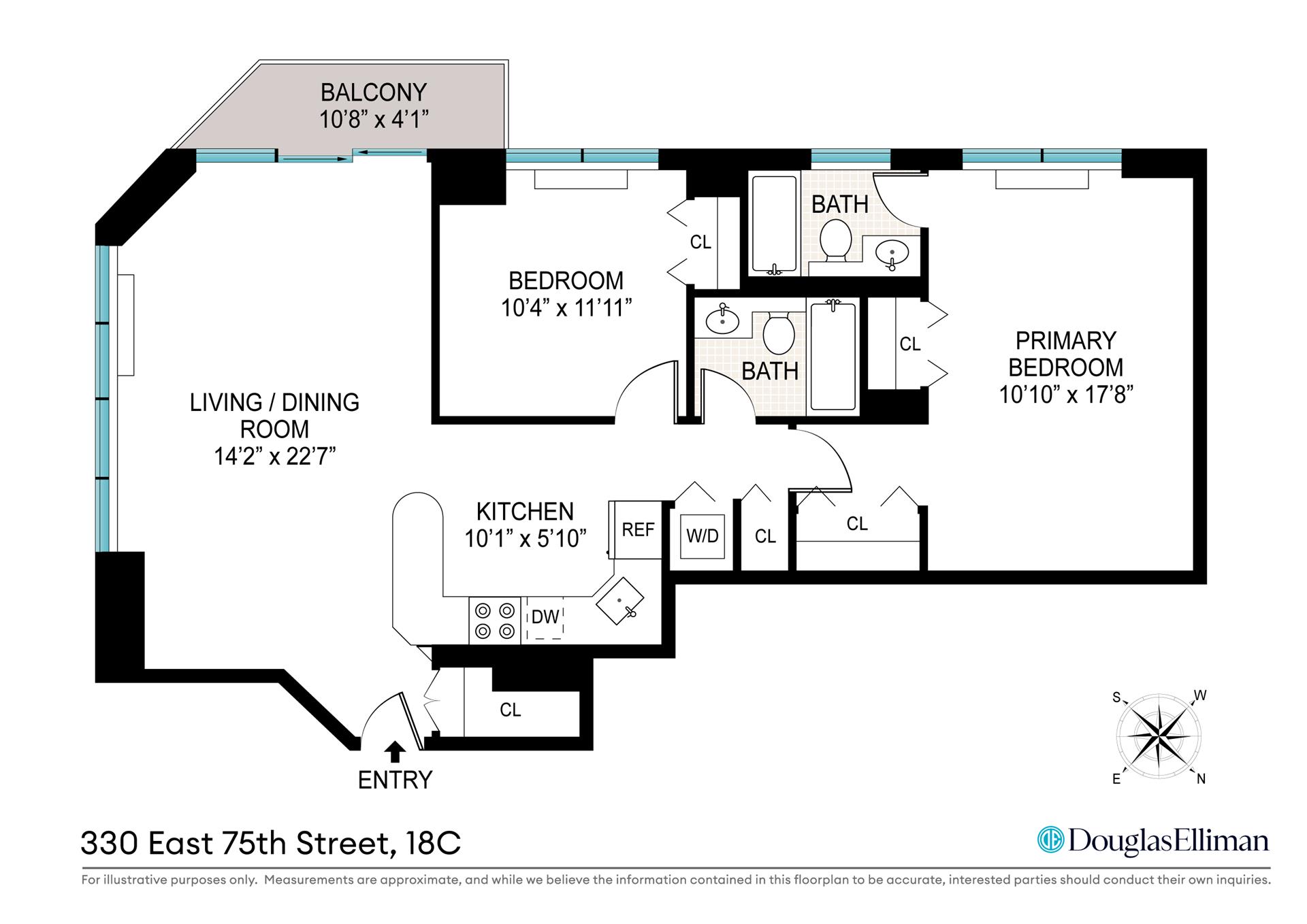 Floorplan for 330 East 75th Street, 18C