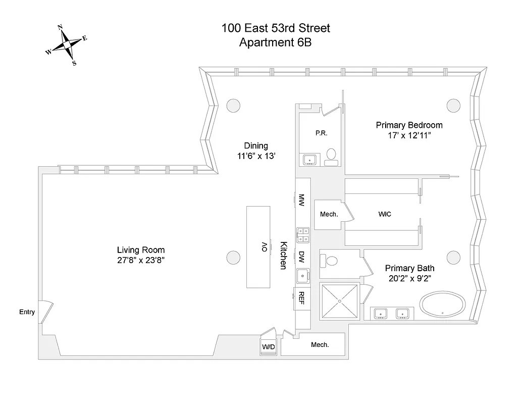 Floorplan for 100 East 53rd Street, 6B