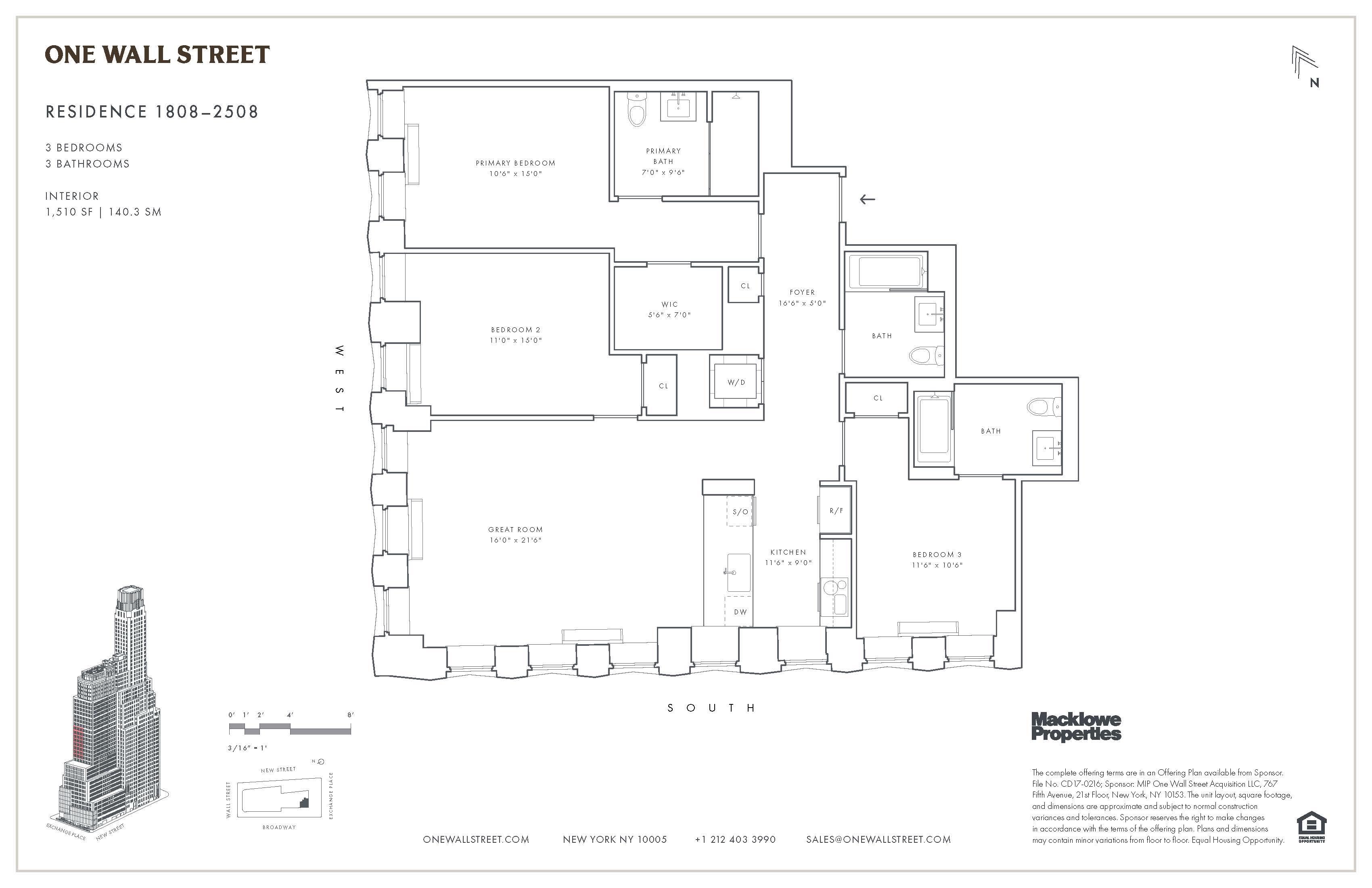 Floorplan for 1 Wall Street, 2308