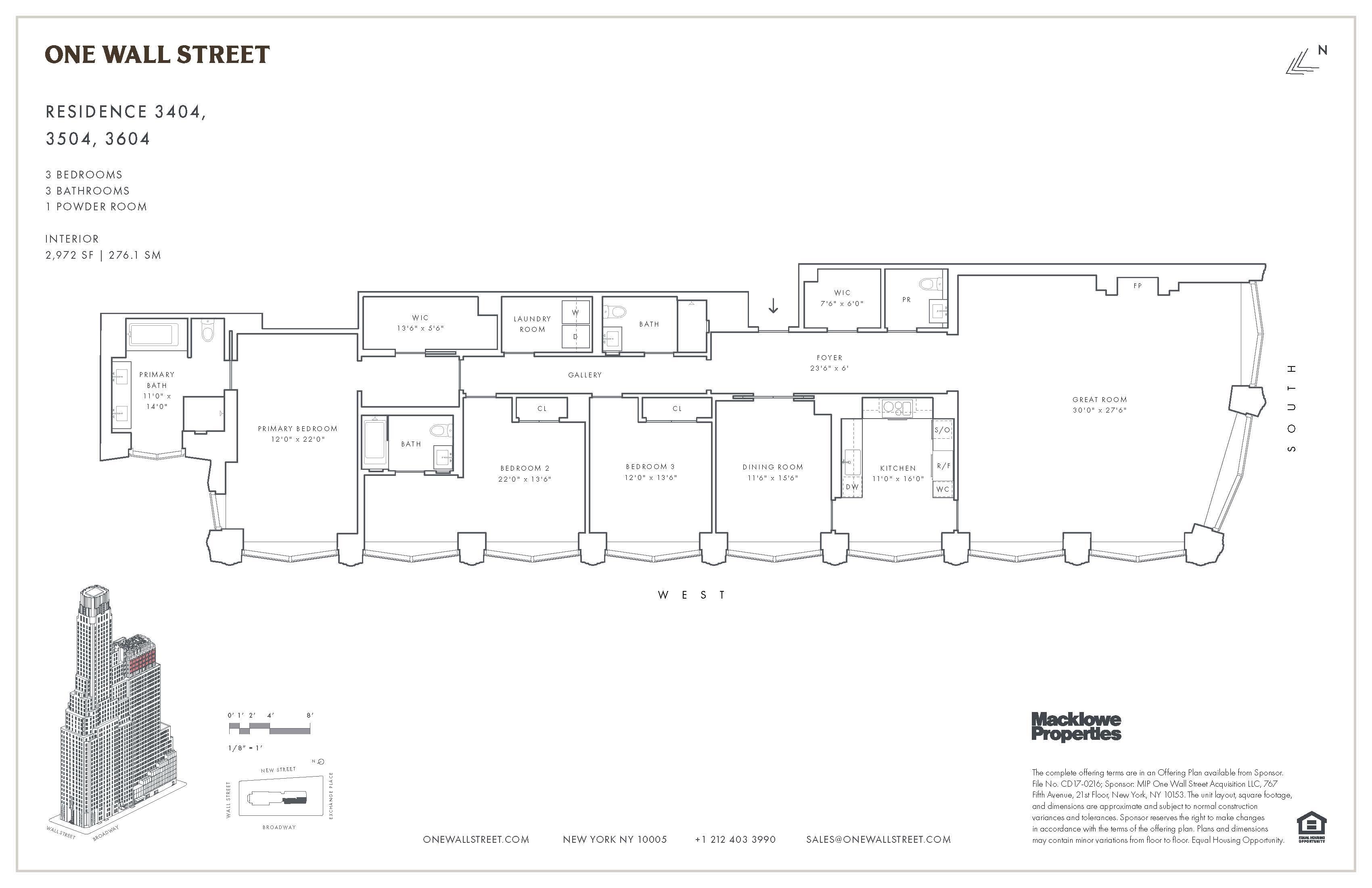 Floorplan for 1 Wall Street, 3404