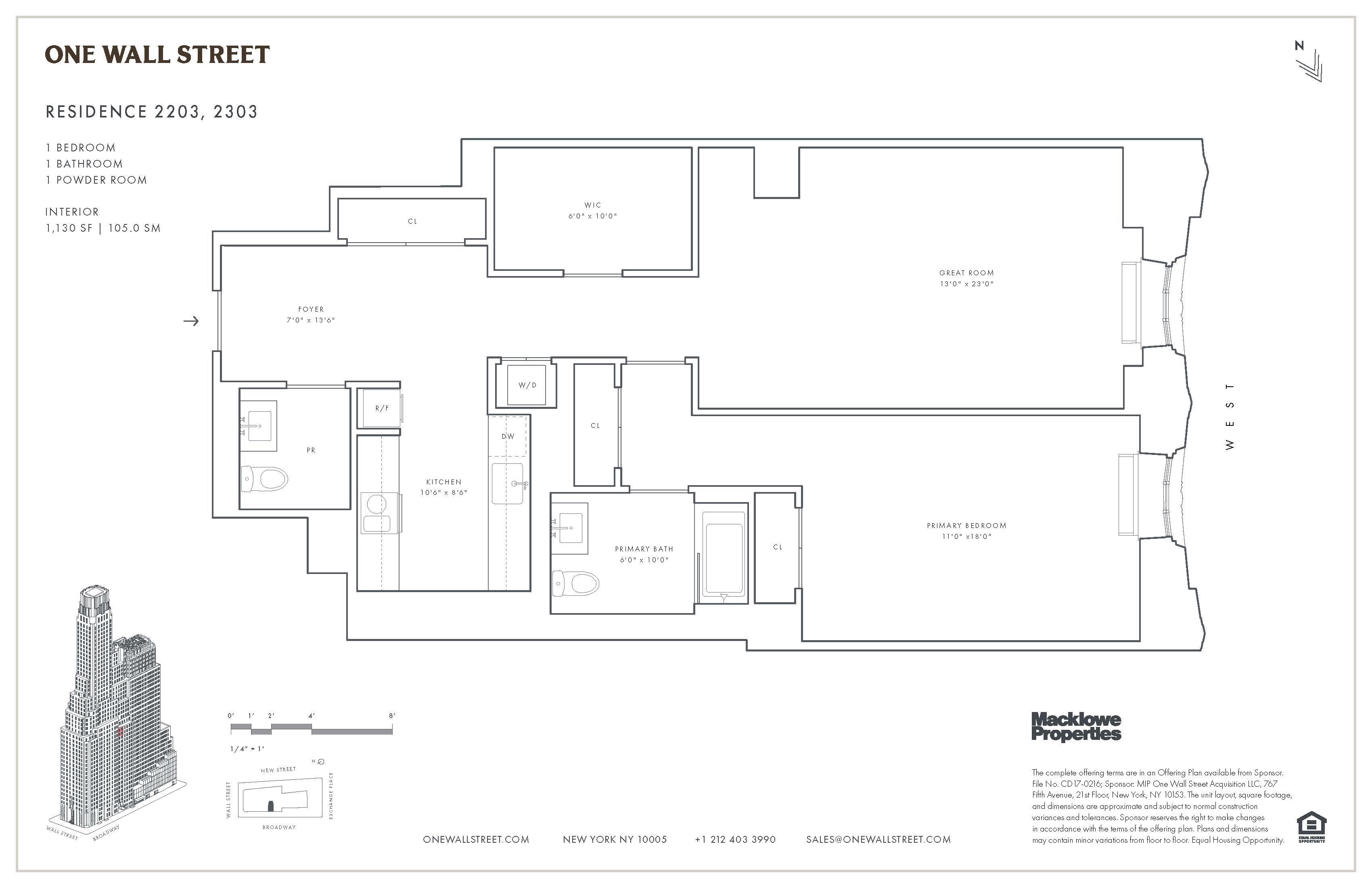 Floorplan for 1 Wall Street, 2203