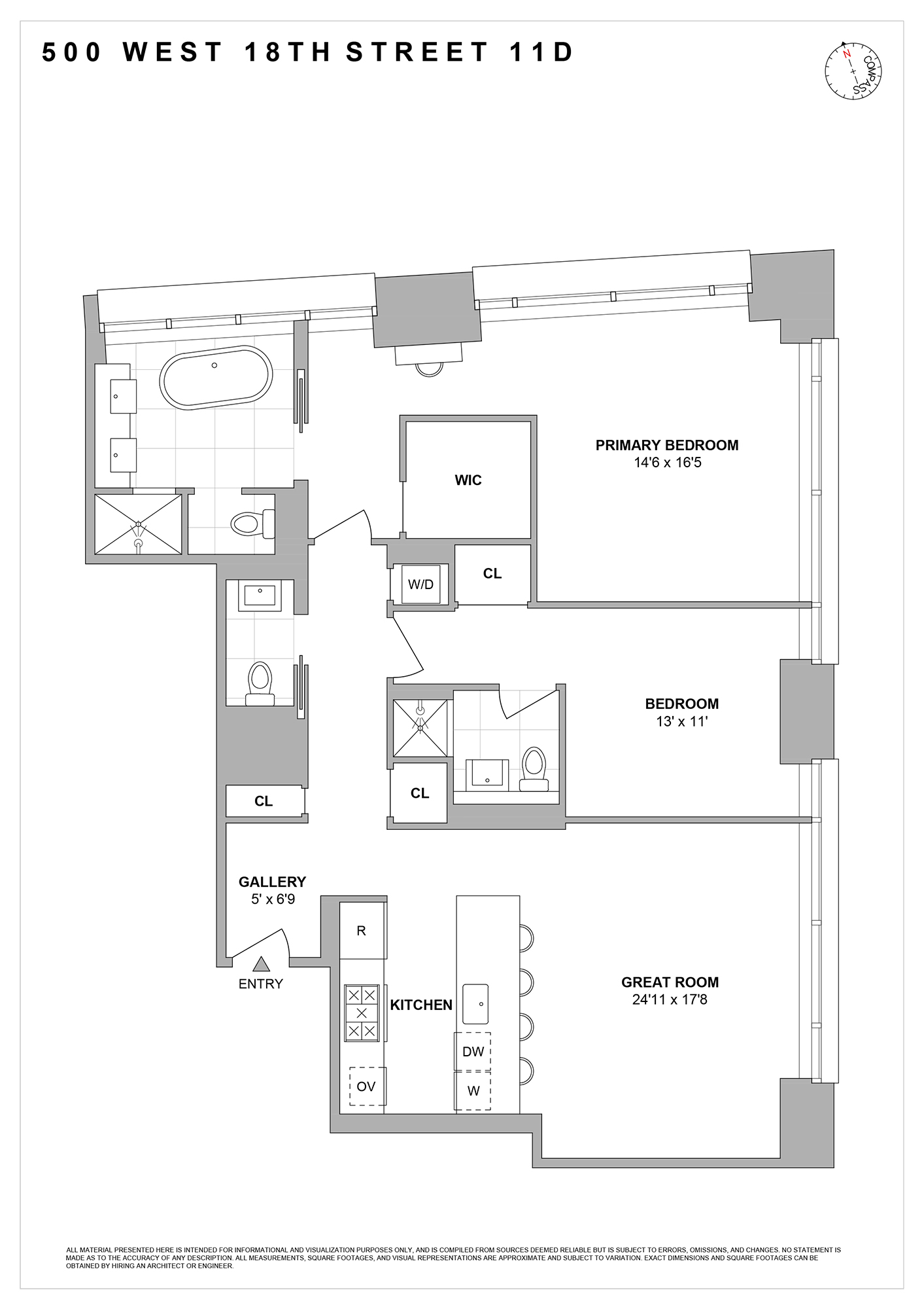 Floorplan for 500 West 18th Street, 11D