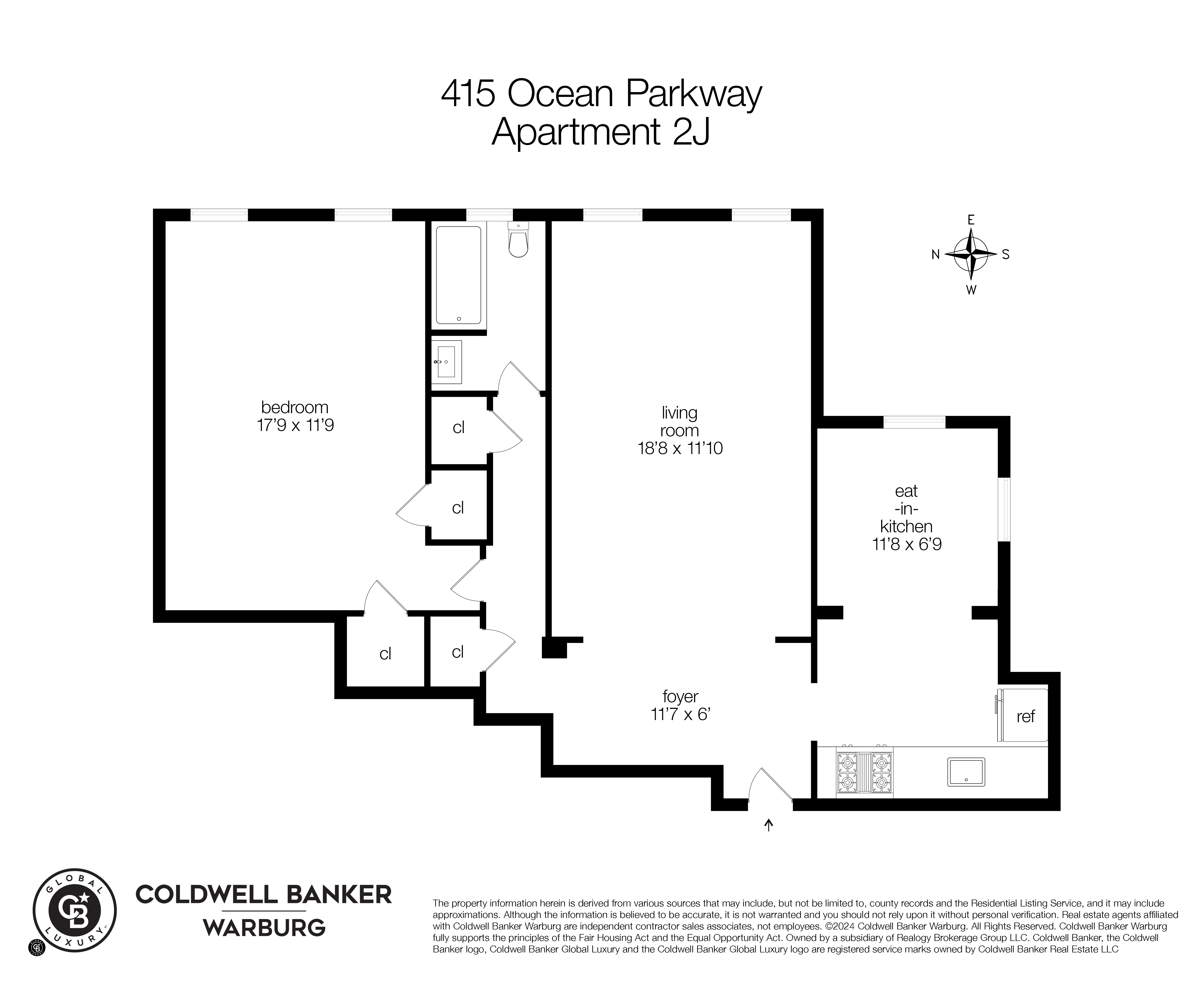 Floorplan for 415 Ocean Parkway, 2J
