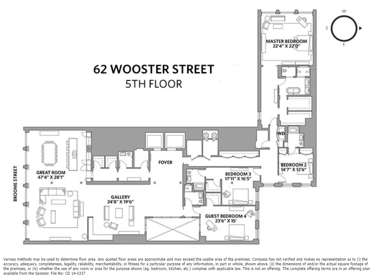 62 Wooster Street, New York, NY 10012, 4 Bedrooms Bedrooms, 7 Rooms Rooms,5 BathroomsBathrooms,Residential,For Sale,Wooster,COMP-1556625724923351673