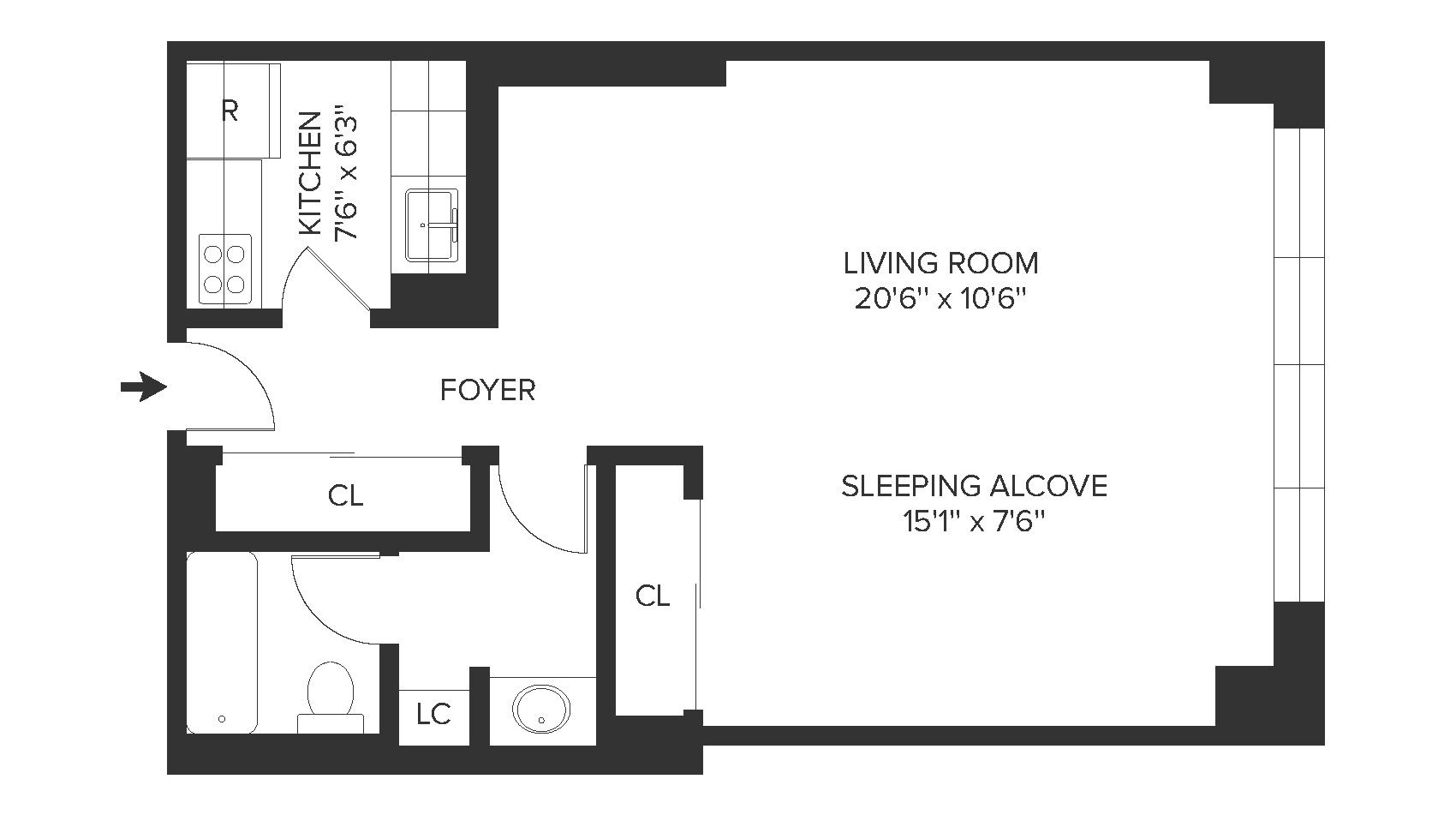 Floorplan for 260 West 52nd Street, 4-H