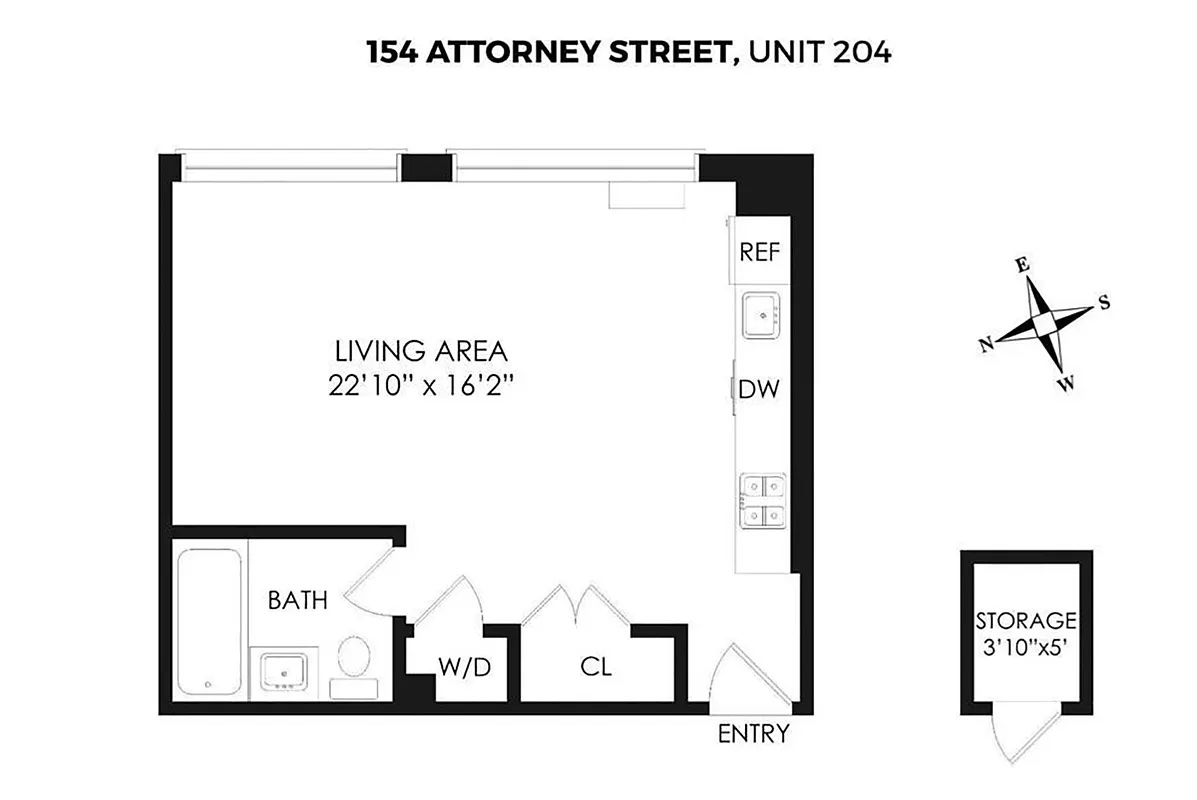 Floorplan for 154 Attorney Street, 204