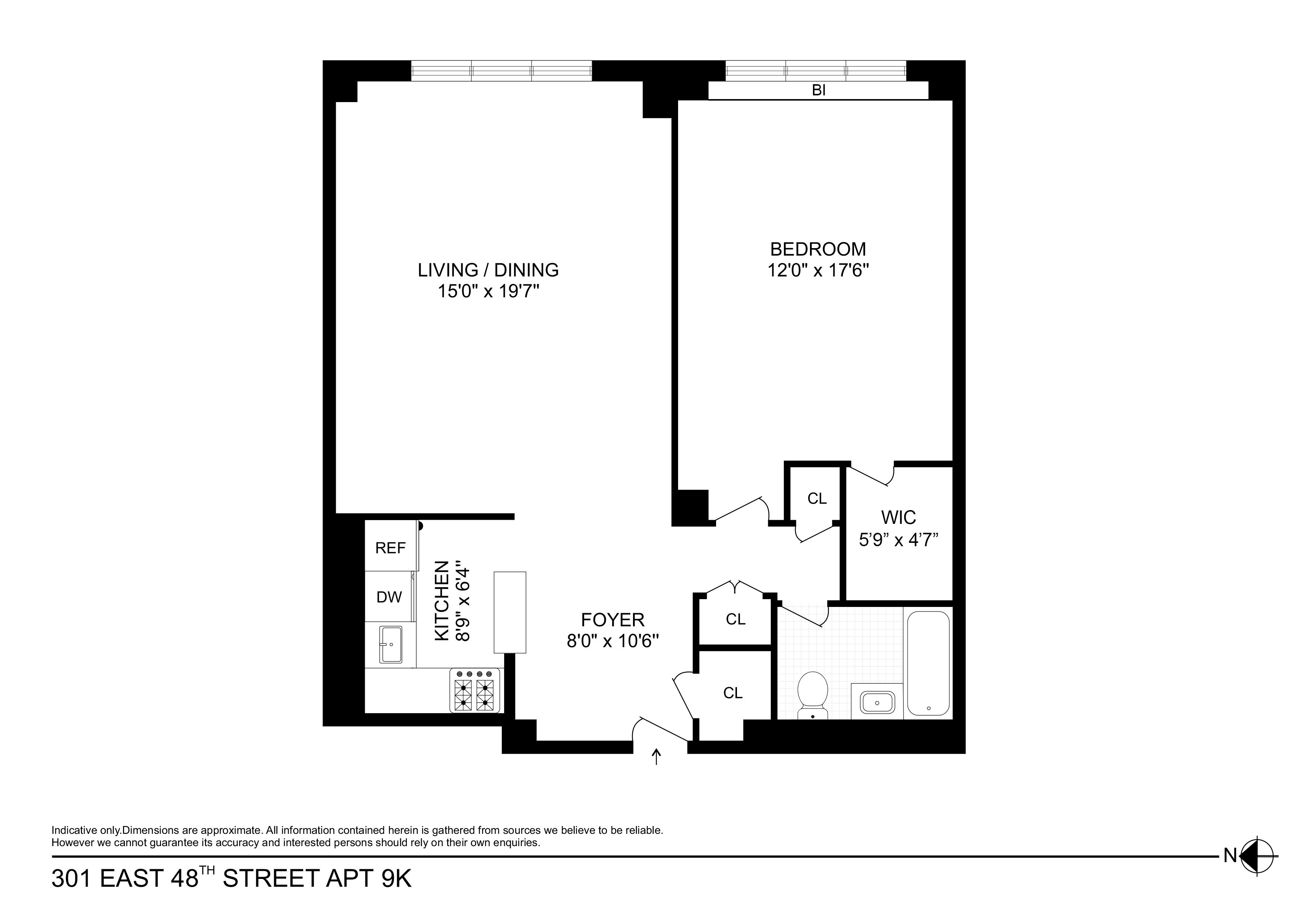 Floorplan for 301 East 48th Street, 9-K