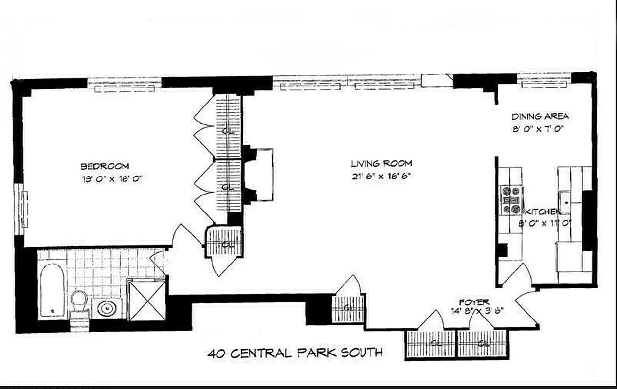 Floorplan for 40 Central Park, 15G