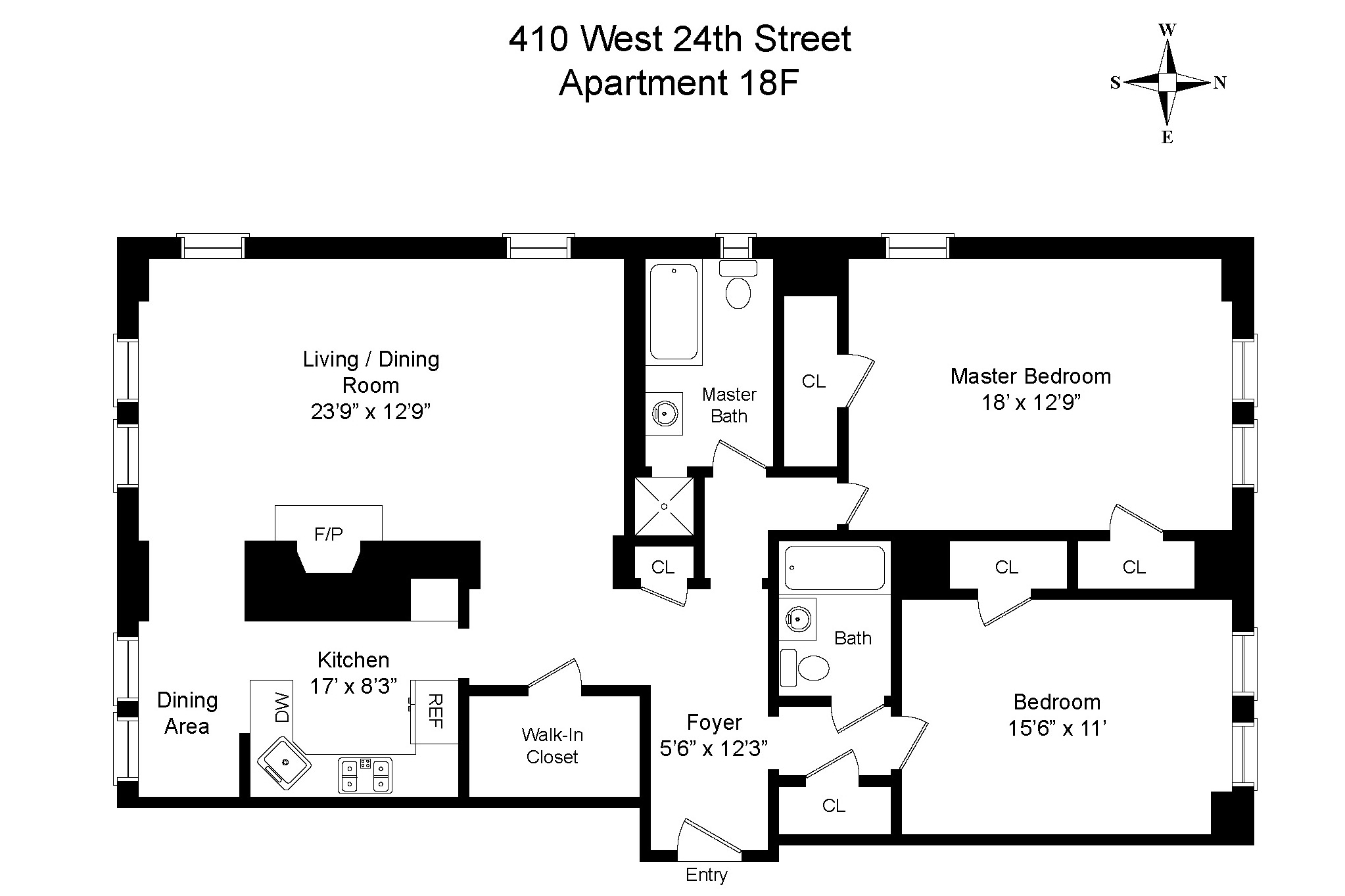 Floorplan for 410 West 24th Street, 18F