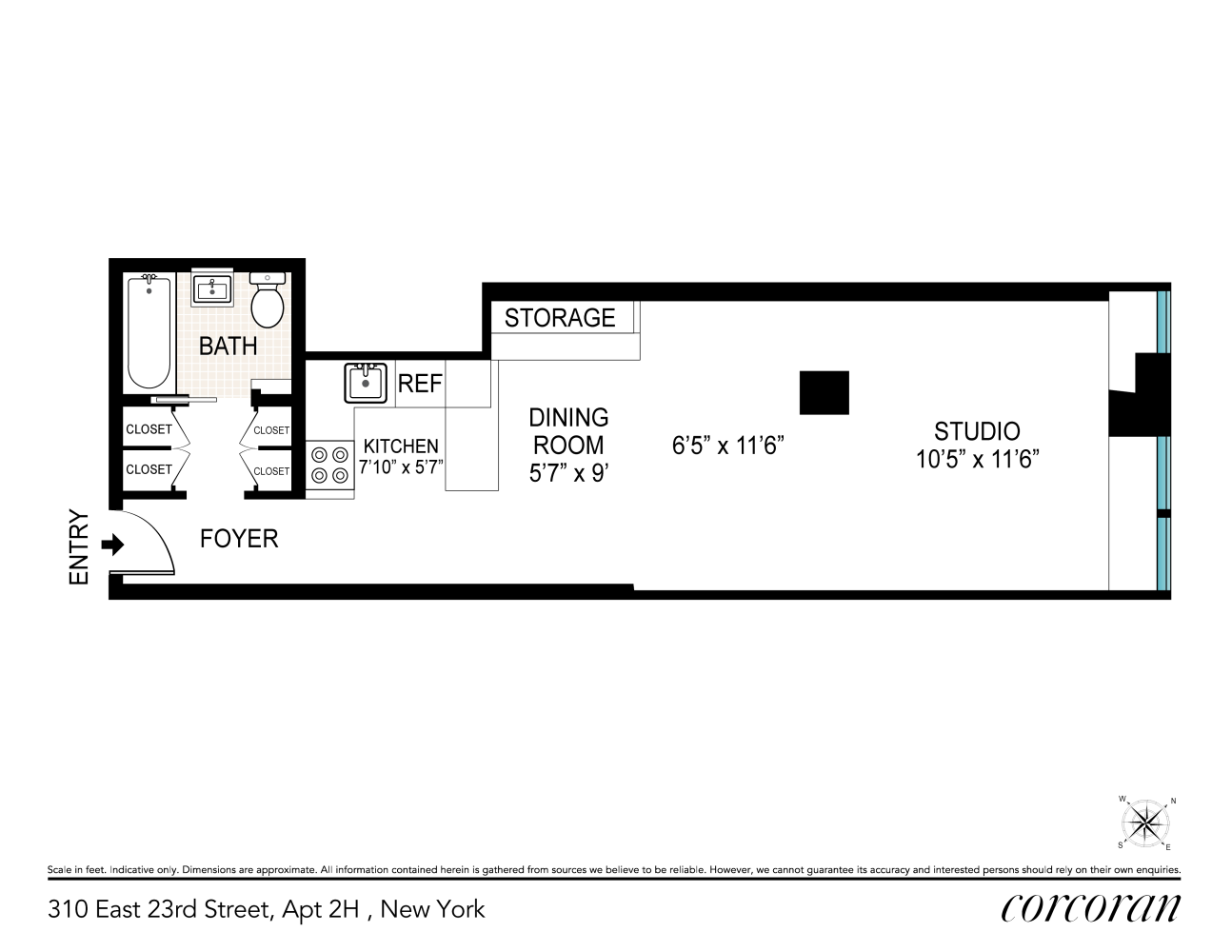 Floorplan for 310 East 23rd Street, 2H