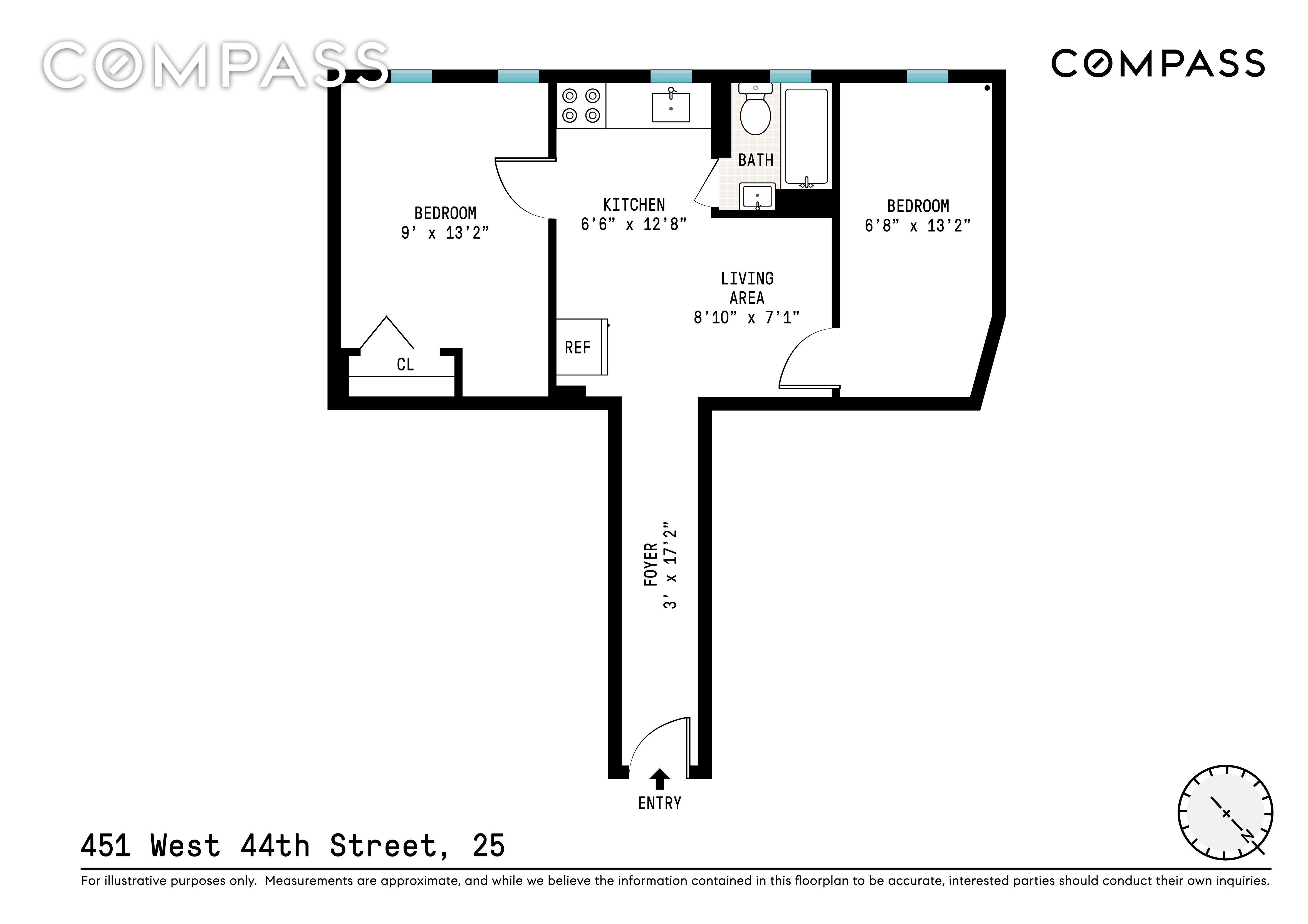 451 West 44th Street 25, Hell S Kitchen, Midtown West, NYC - 1 Bedrooms  
1 Bathrooms  
2 Rooms - 