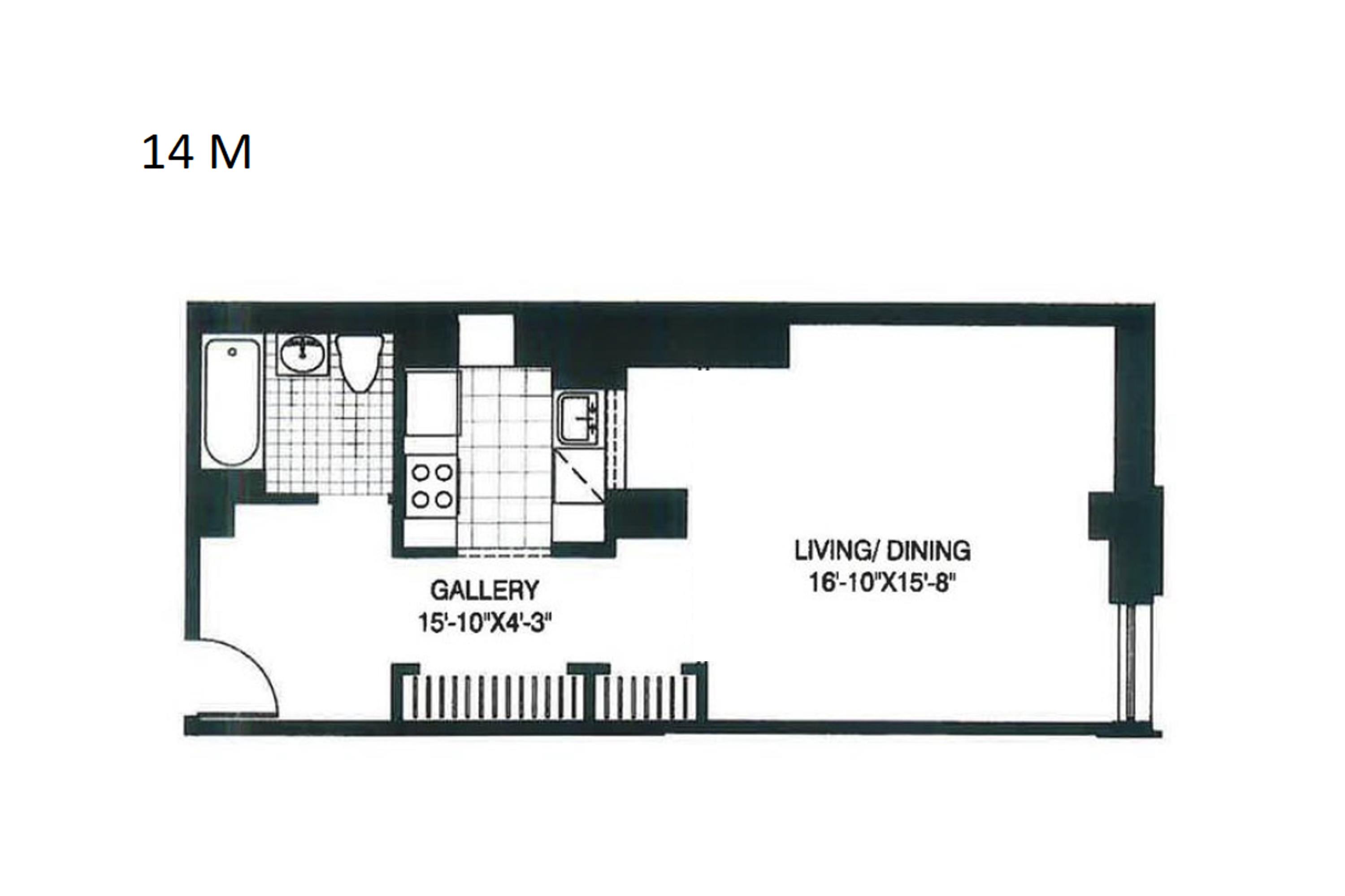 Floorplan for 20 West Street, 14-M