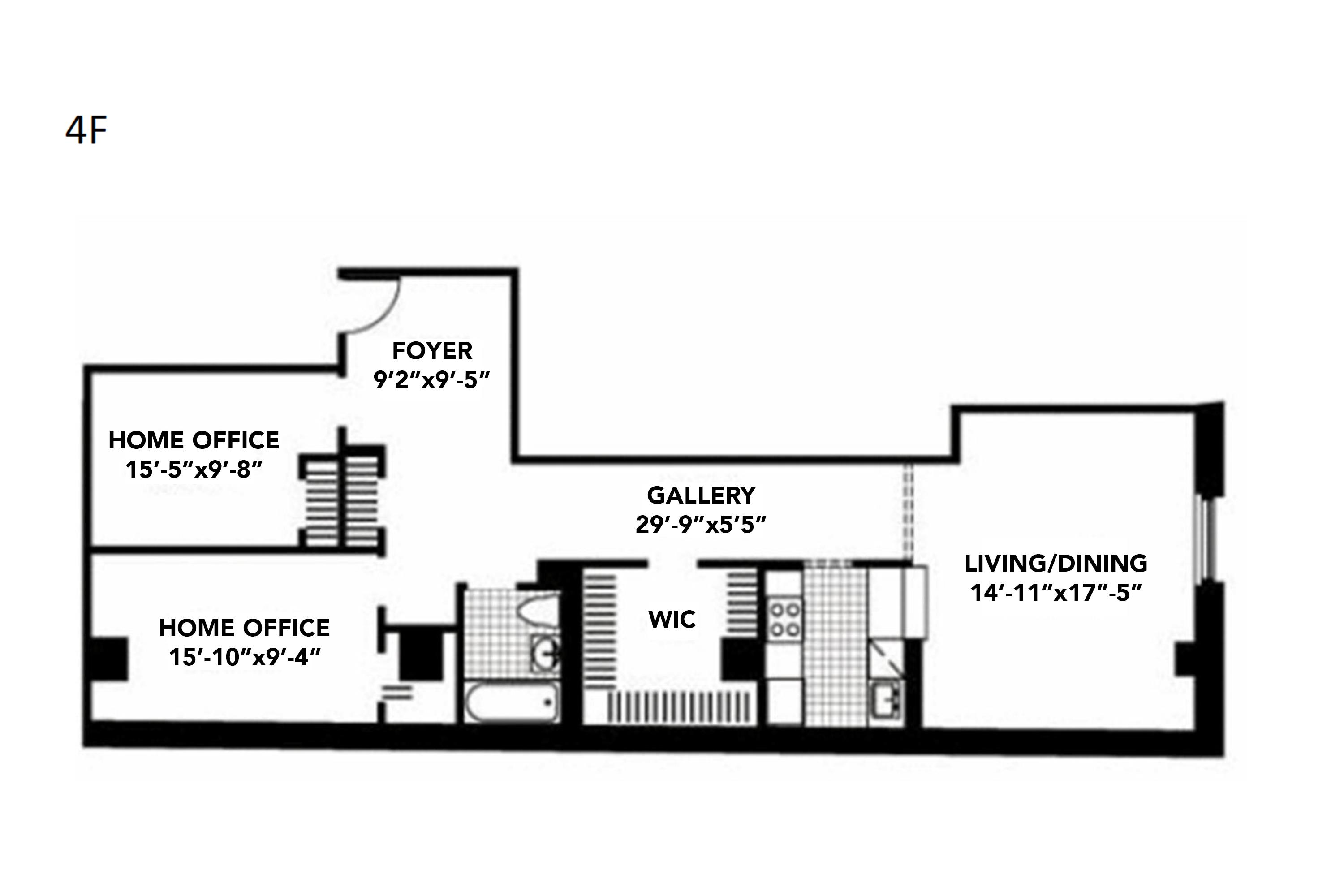 Floorplan for 20 West Street, 4-F