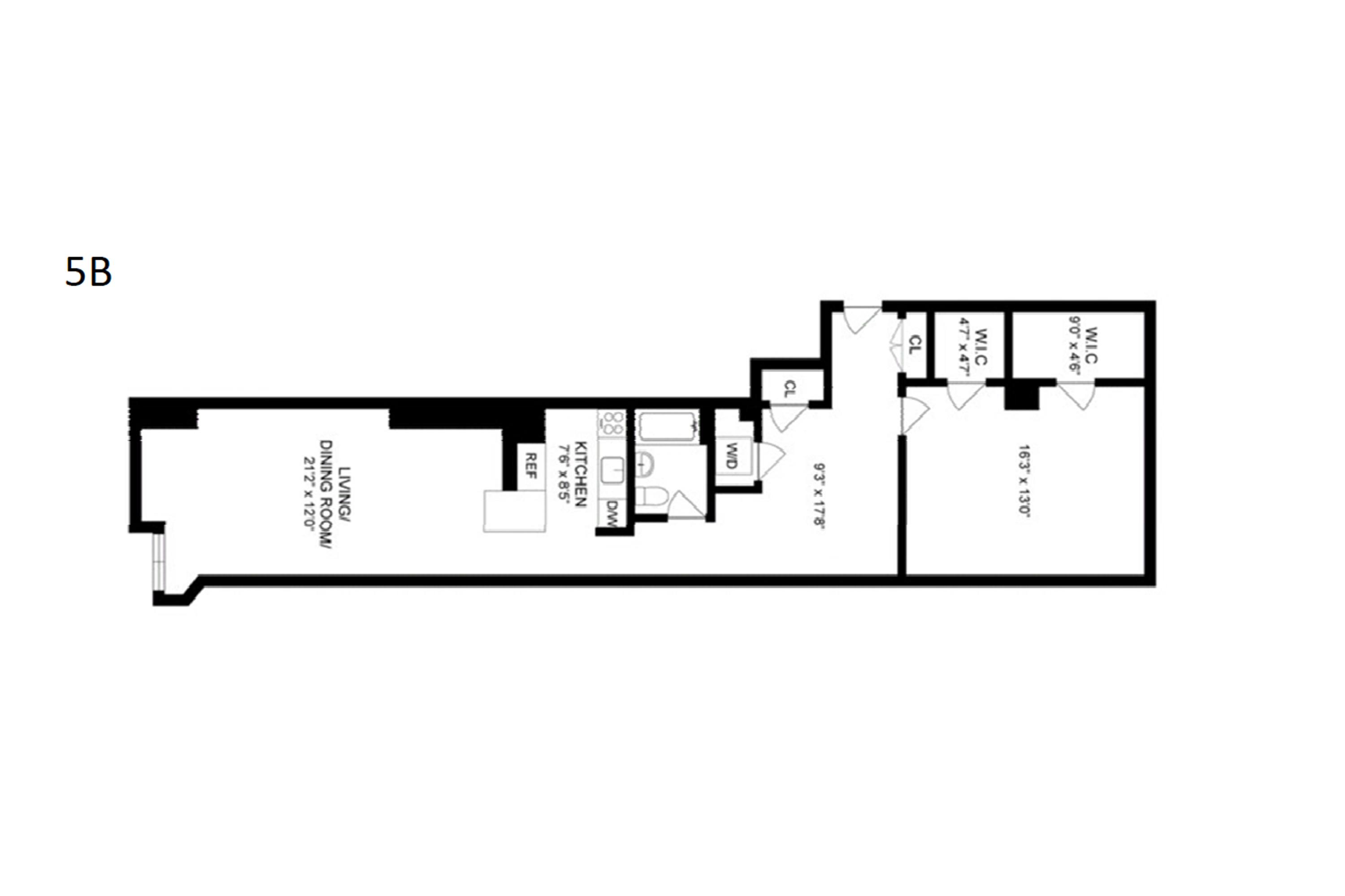Floorplan for 20 West Street, 5-B