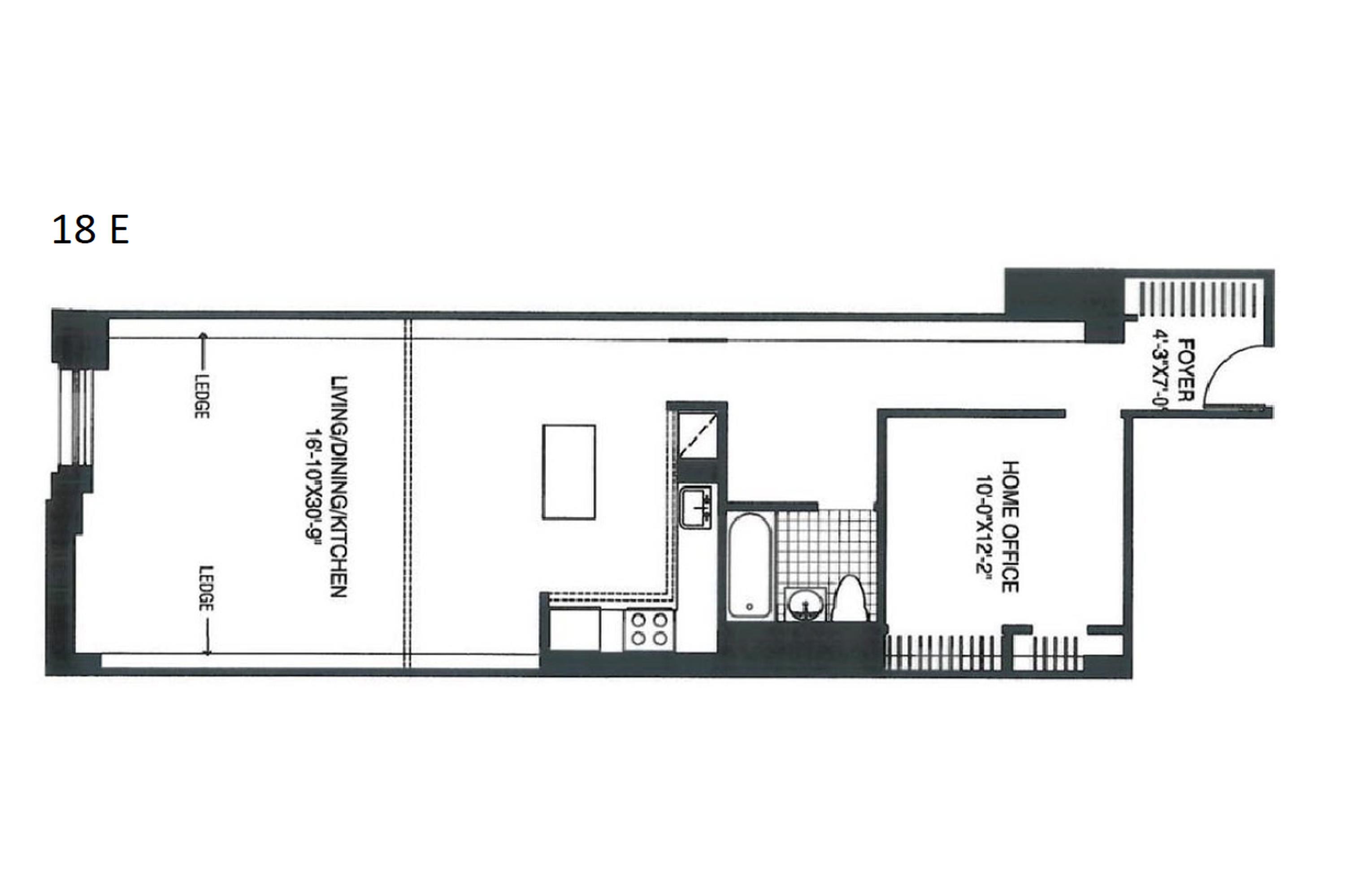 Floorplan for 20 West Street, 18-E