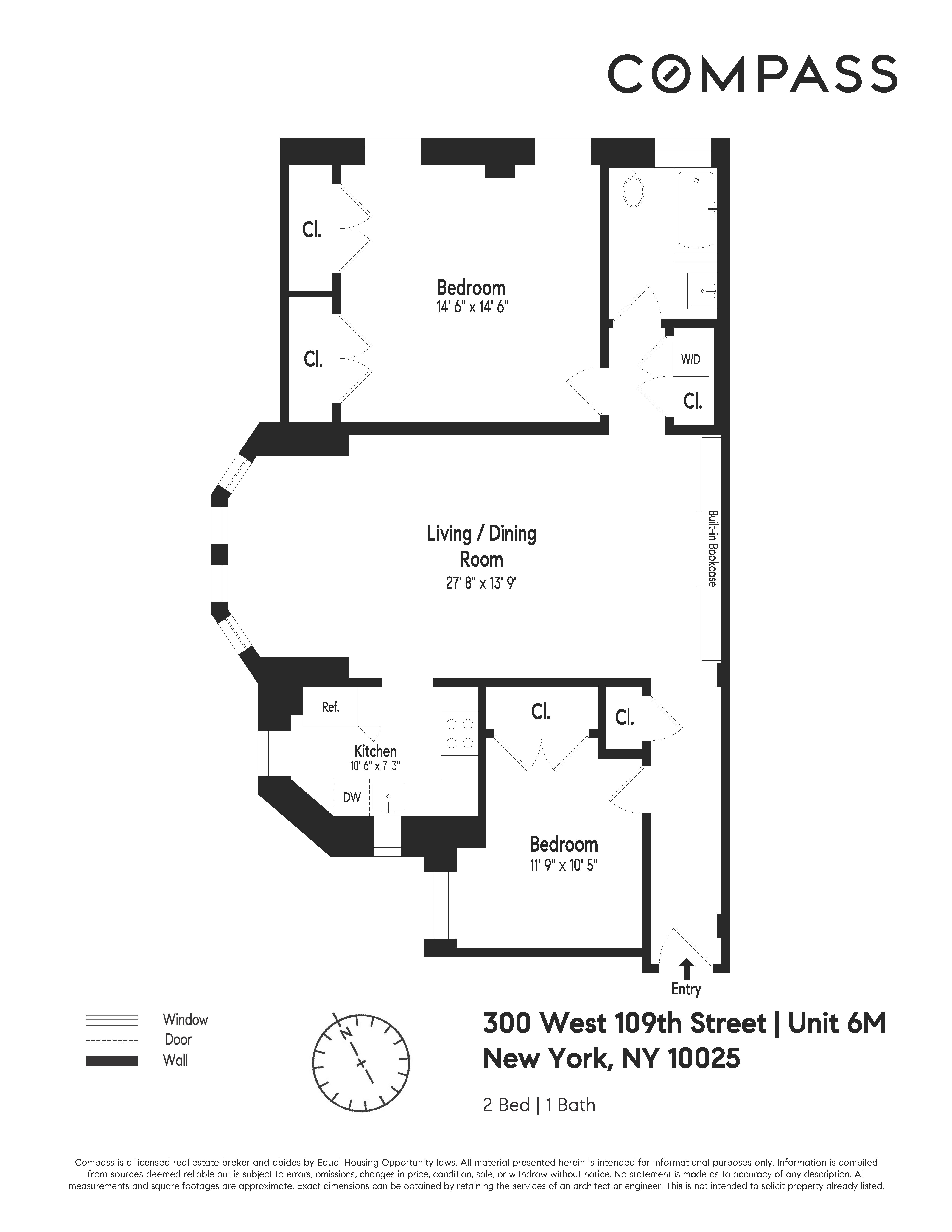 Floorplan for 300 West 109th Street, 6M
