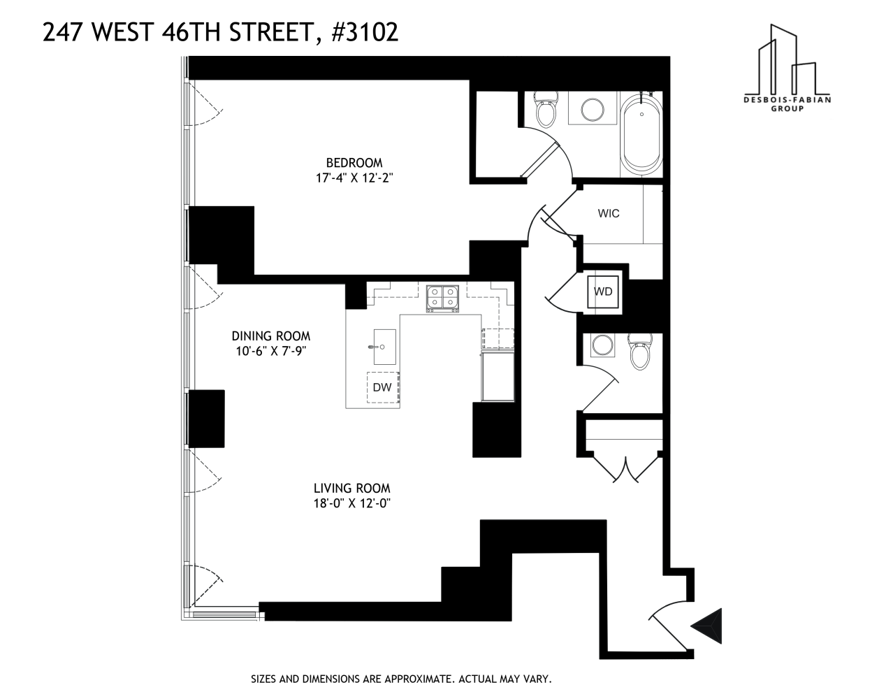Floorplan for 247 West 46th Street, 3102