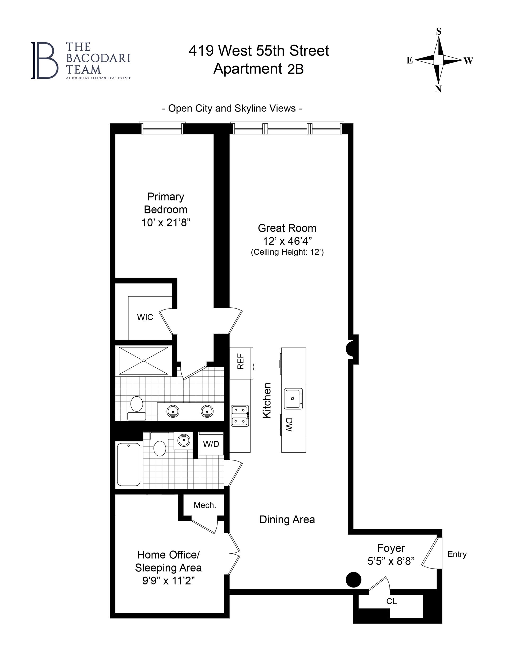 Floorplan for 419 West 55th Street, 4B