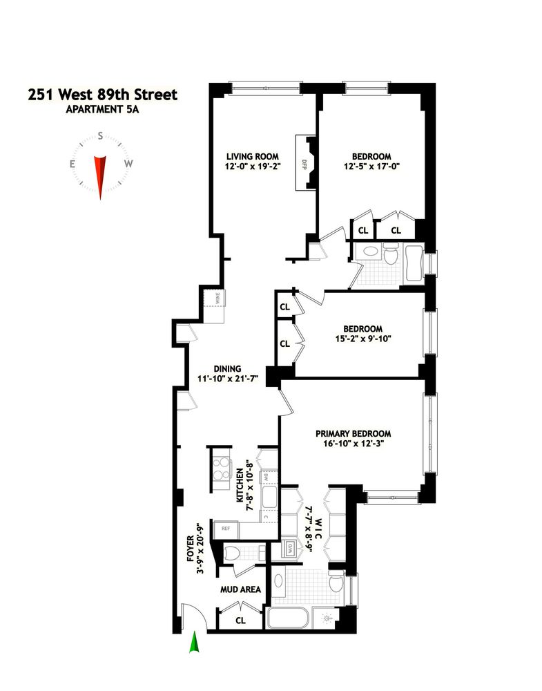 Floorplan for 251 West 89th Street, 5A