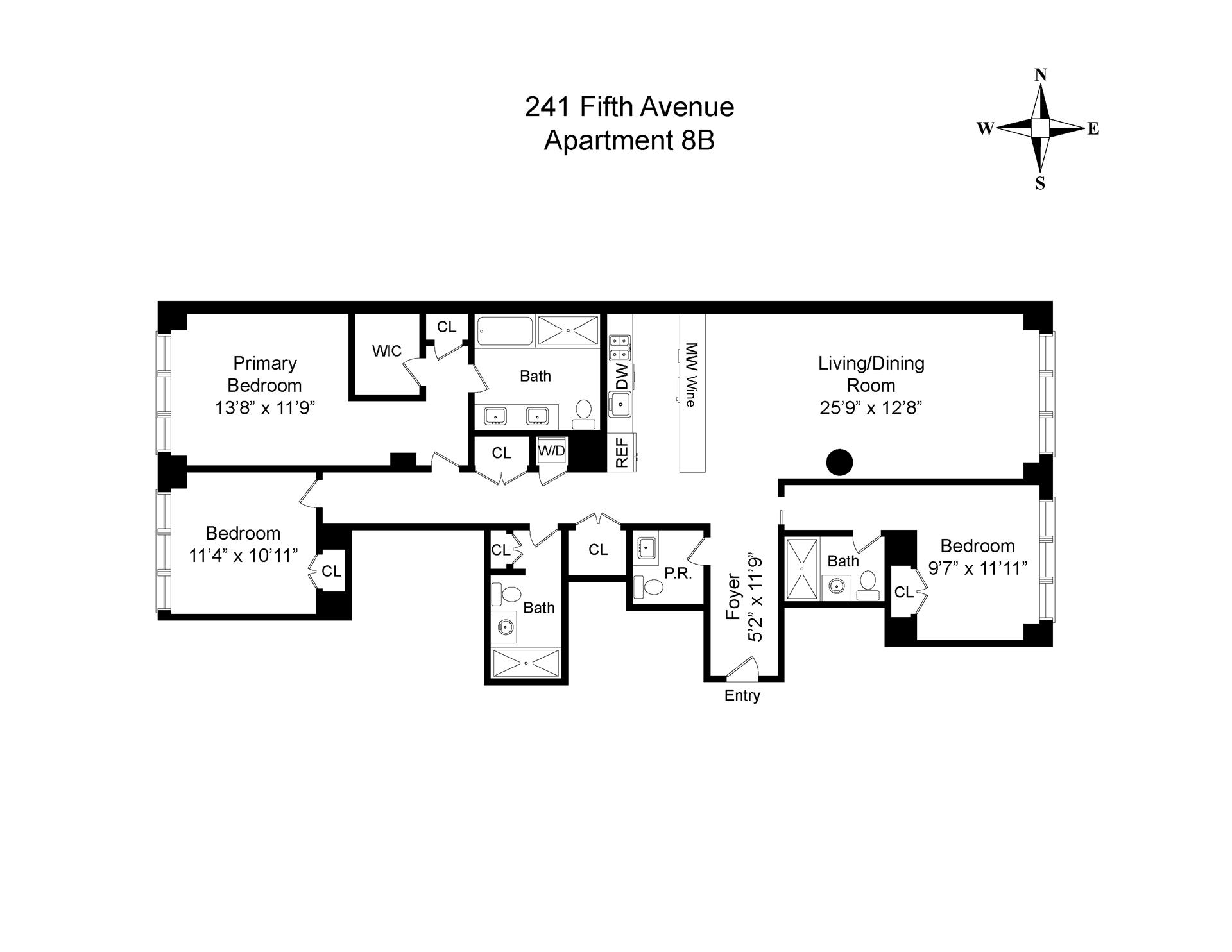 Floorplan for 241 5th Avenue, 8B