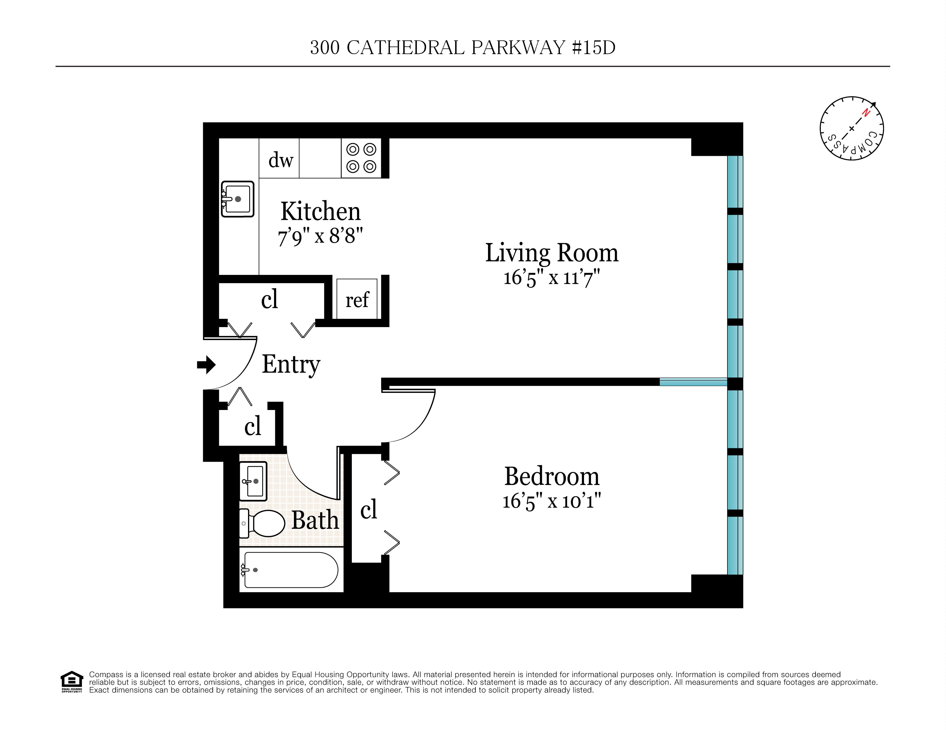 Floorplan for 300 West 110th Street, 15D