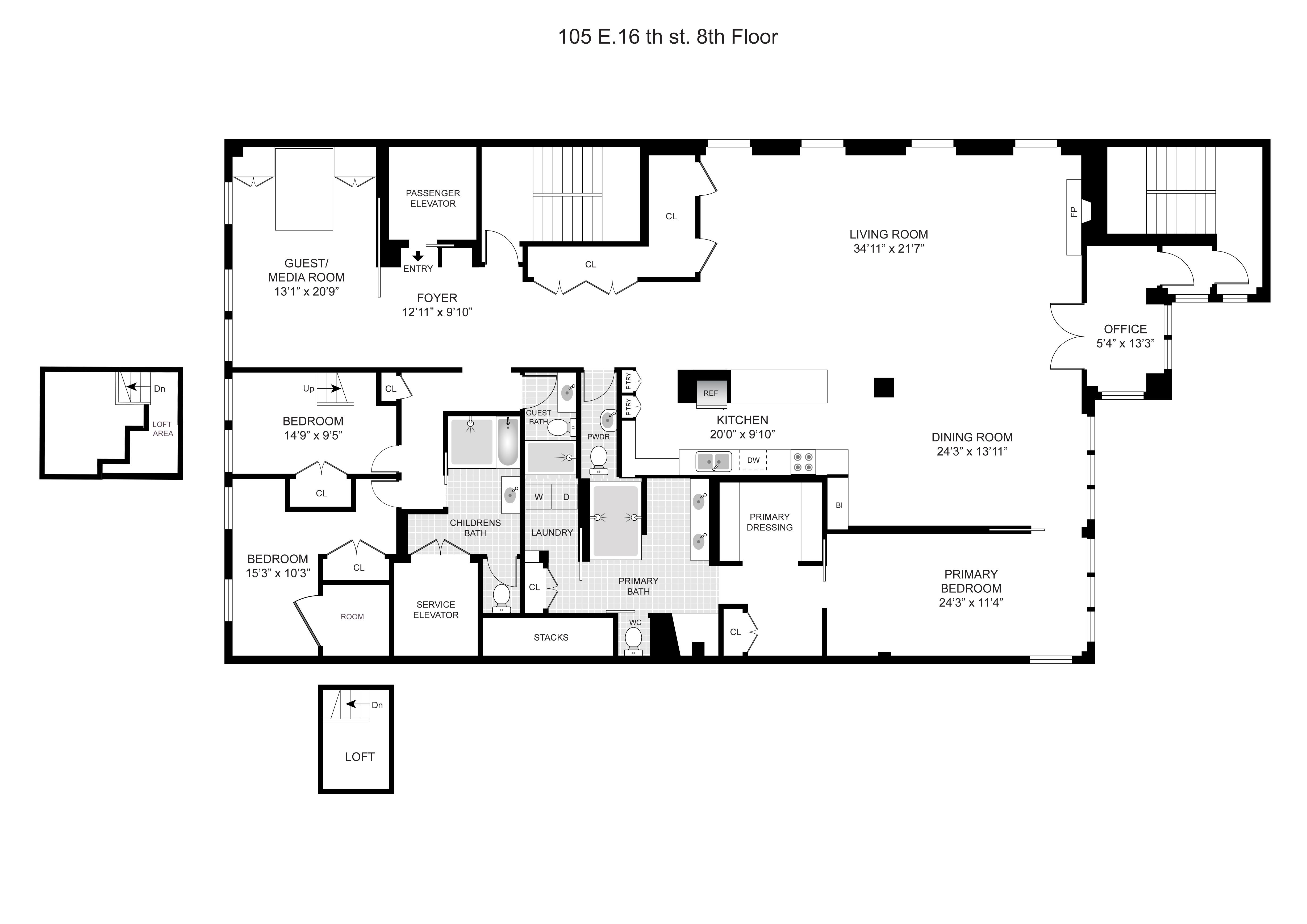 Floorplan for 105 East 16th Street, 8-FLR