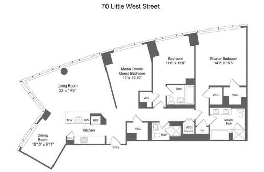 Floorplan for 70 Little West Street, 32-D