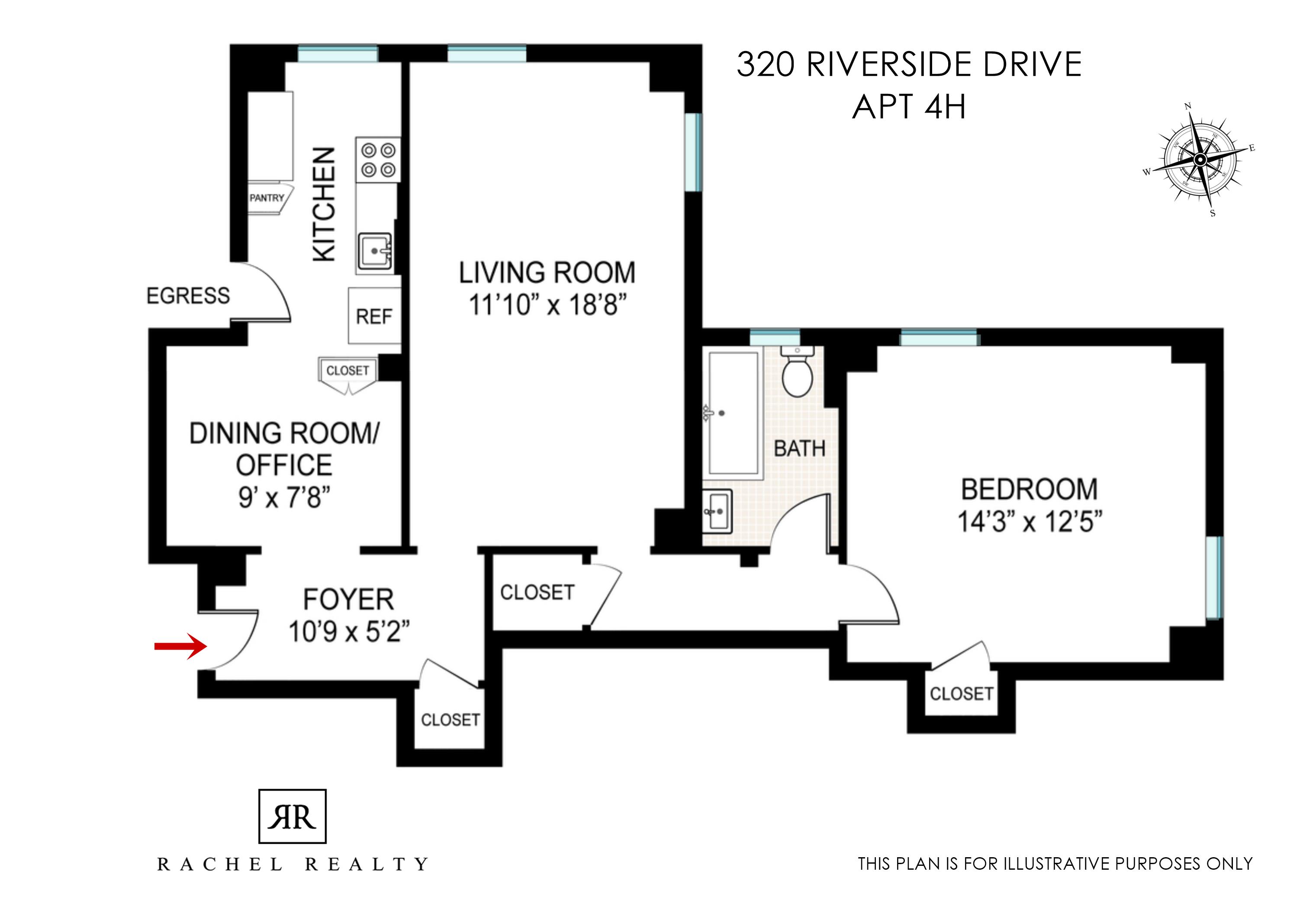 Floorplan for 320 Riverside Drive, 4-H