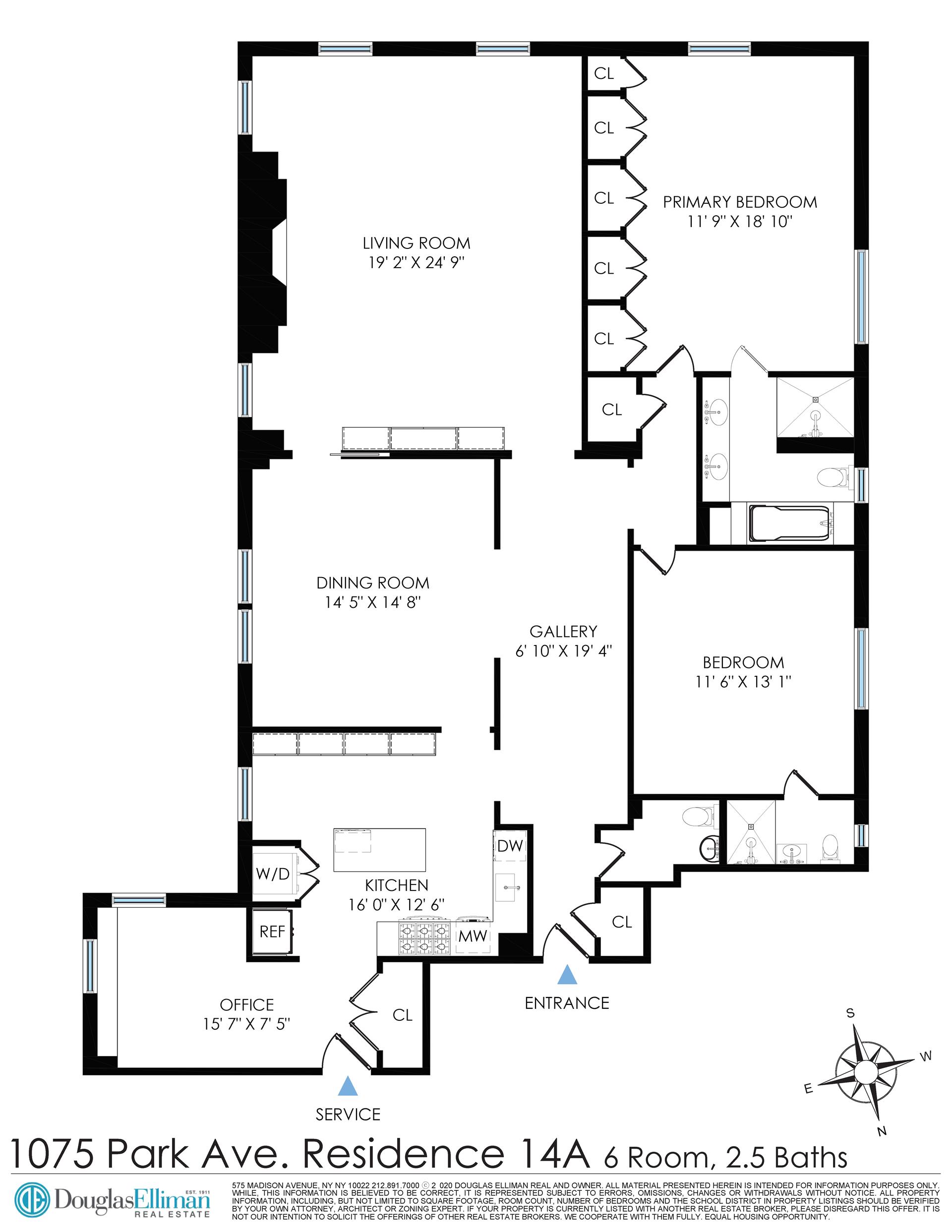 Floorplan for 1075 Park Avenue, 14A