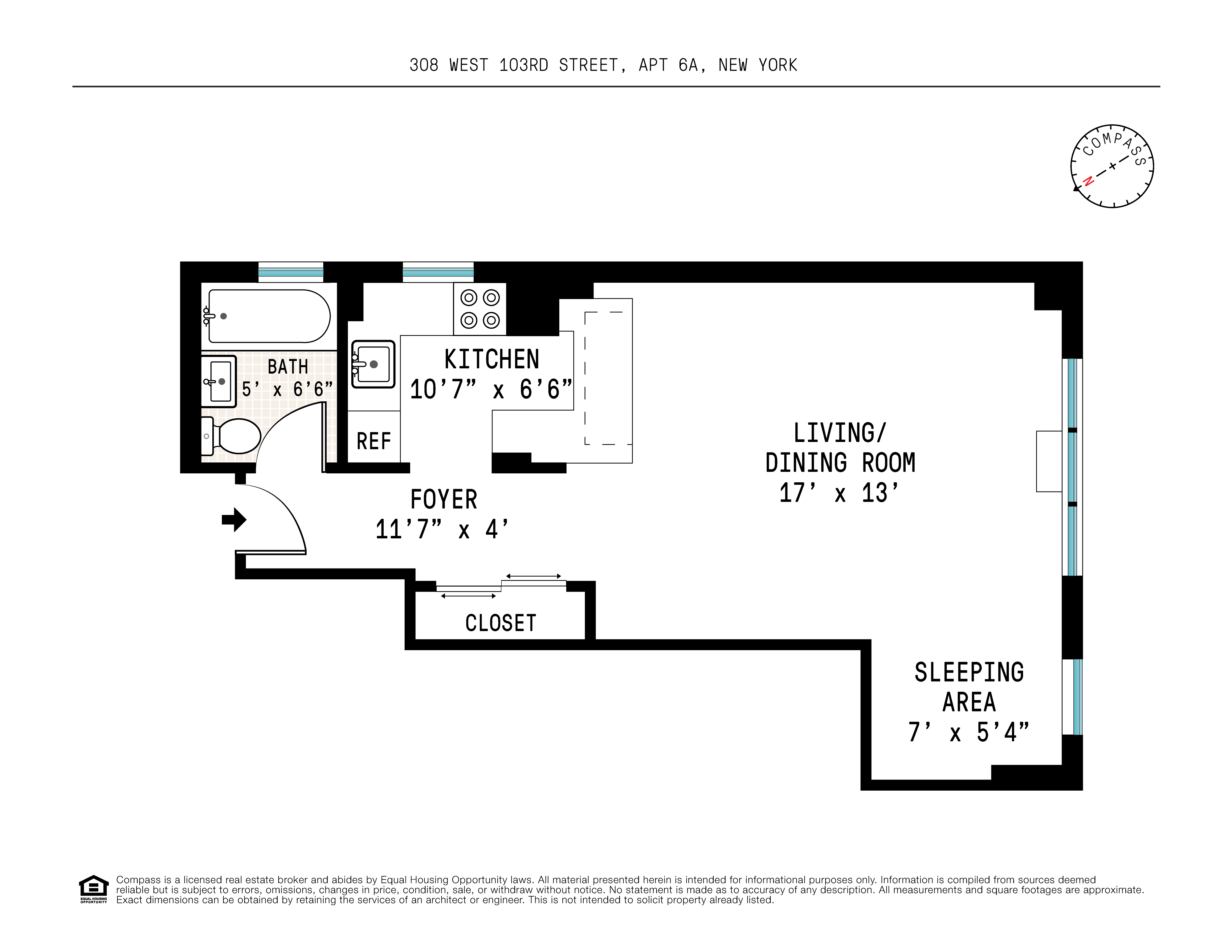 Floorplan for 308 West 103rd Street, 6A