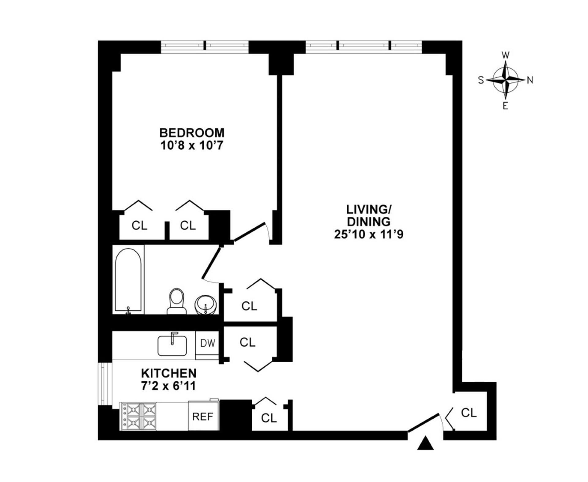Floorplan for 230 West 55th Street, 11G