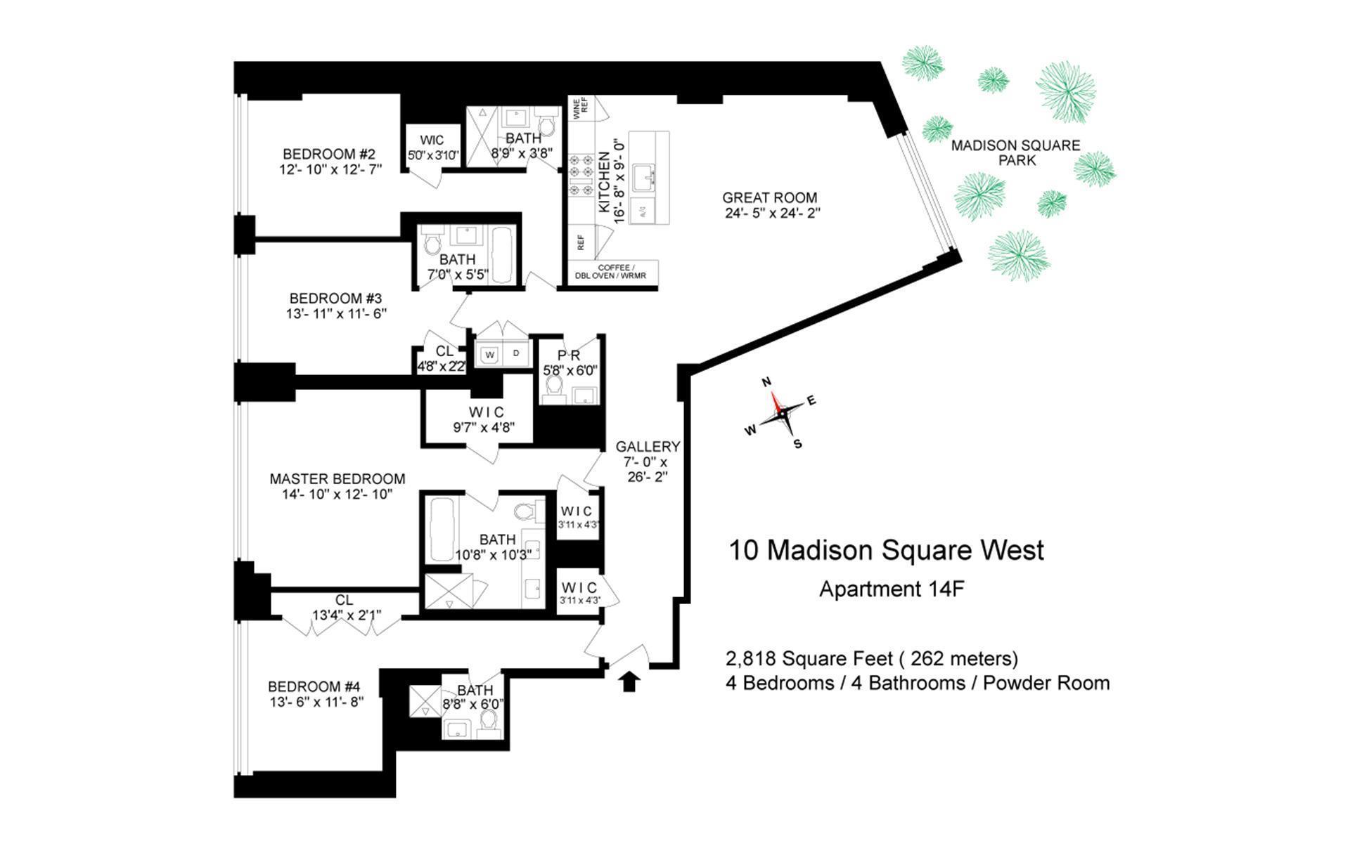 Floorplan for 10 Madison Square, 14F