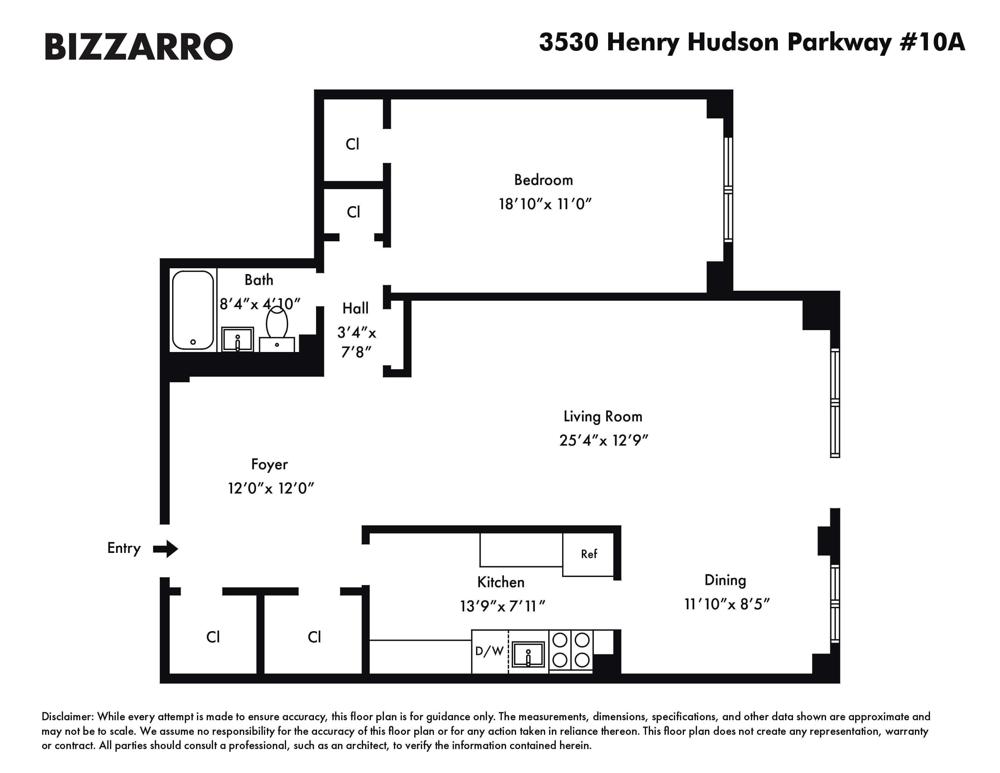 Floorplan for 3530 Henry Hudson Parkway, 10A