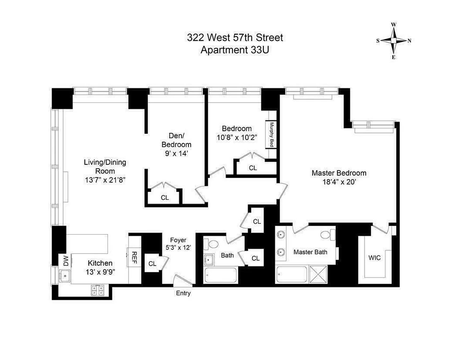Floorplan for 322 West 57th Street, 33U