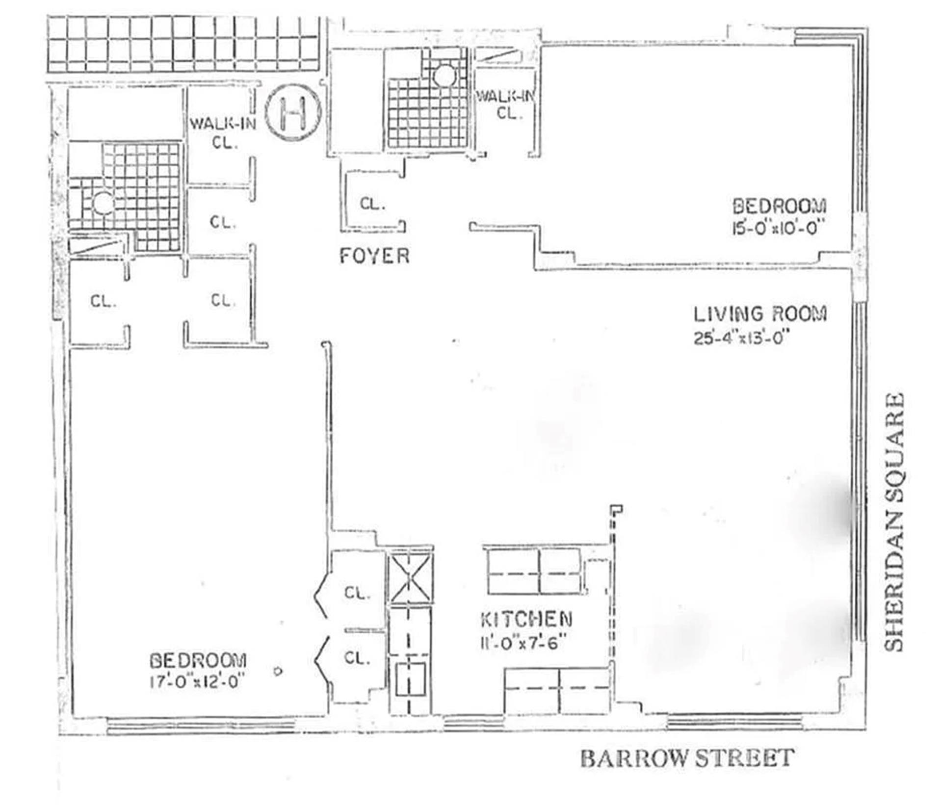 Floorplan for 3 Sheridan Square, 3H