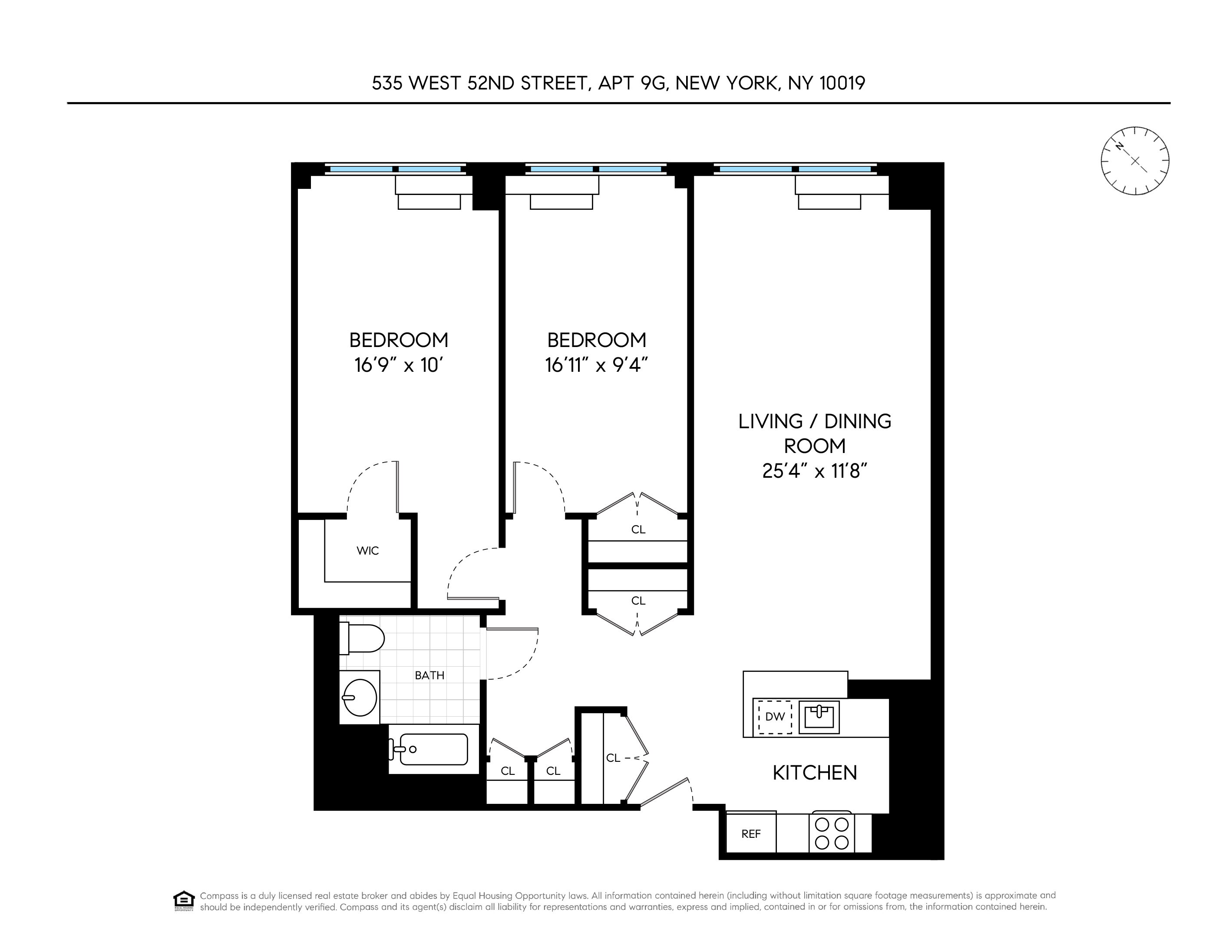 Floorplan for 535 West 52nd Street, 9G